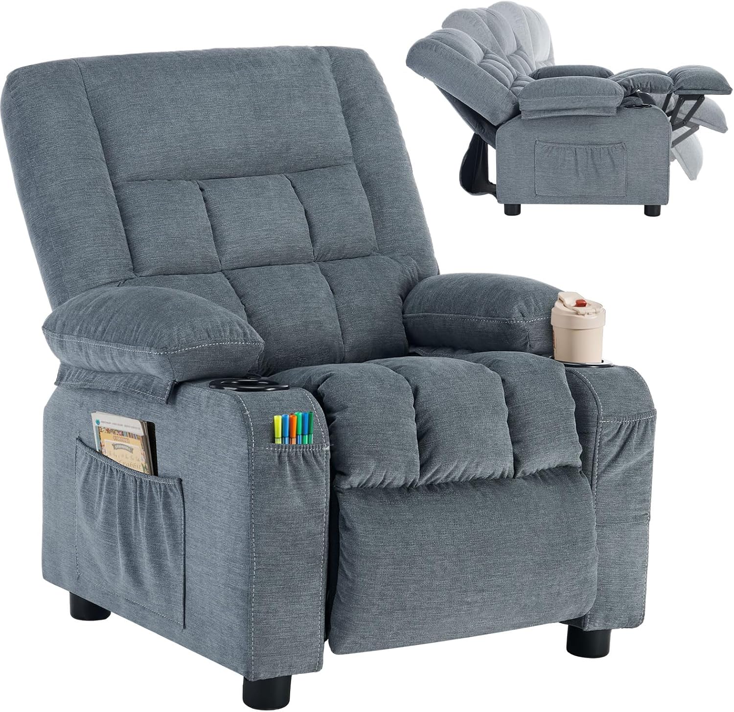 BOSMILLER Kids Recliner Chair, Push Back Toddler Recliner