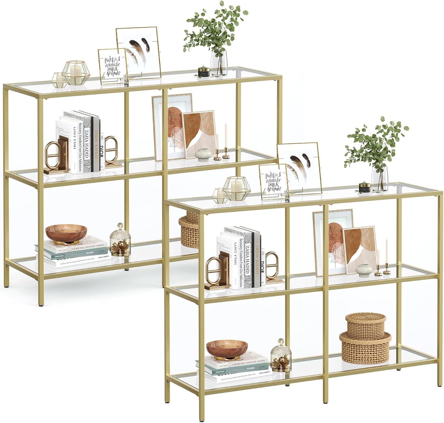 VASAGLE 39.4" Console Table with 3 Shelves, Set