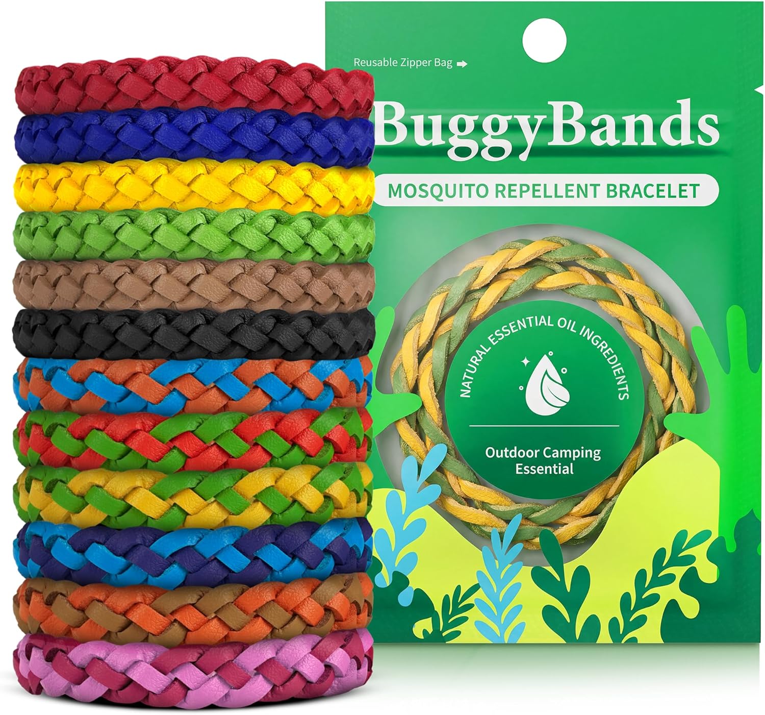 BuggyBands 48 Pack Mosquito Repellent Bracelets, DEET-Free Natural