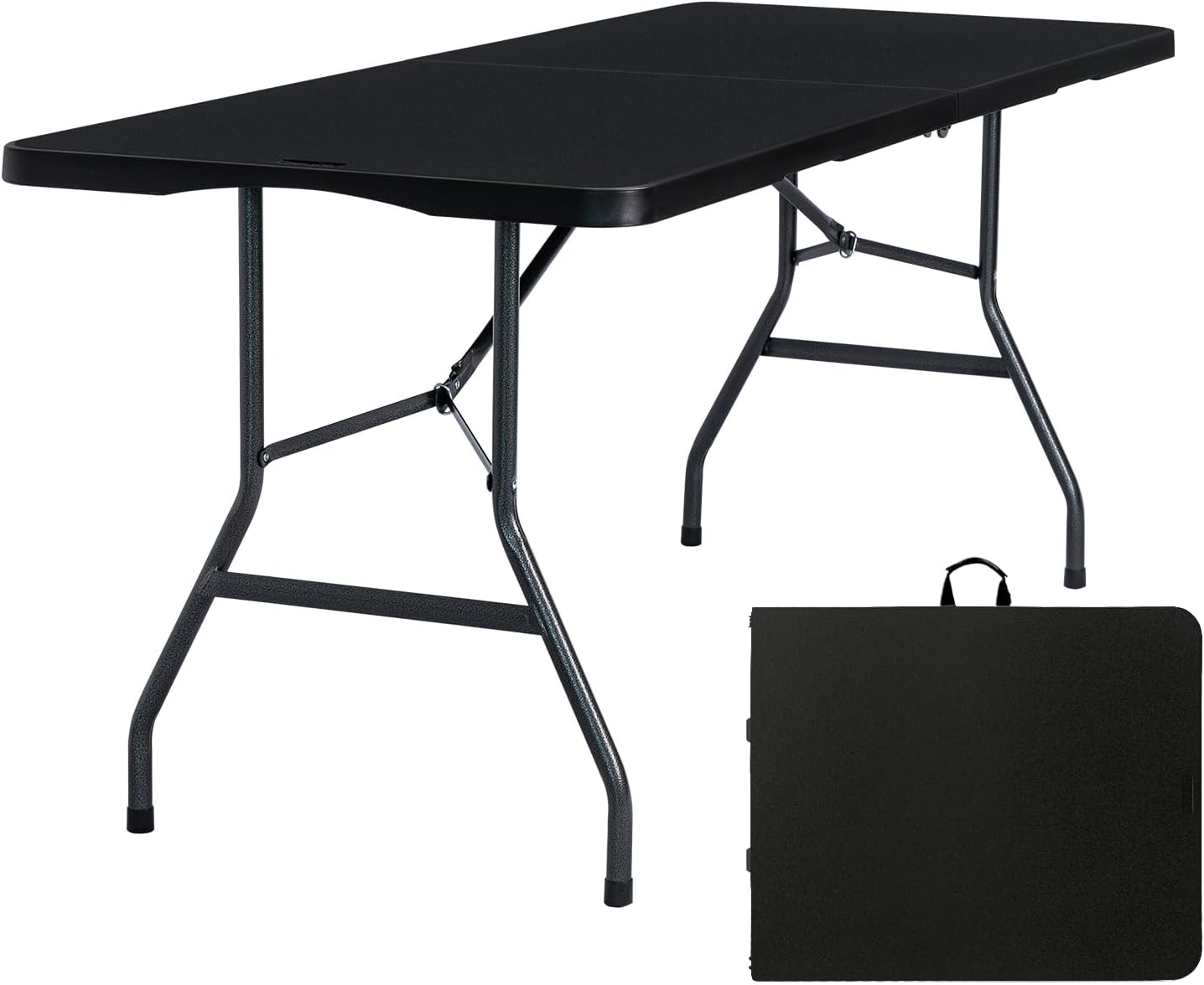 Folding Table 6ft Portable Heavy Duty Plastic Fold-in-Half