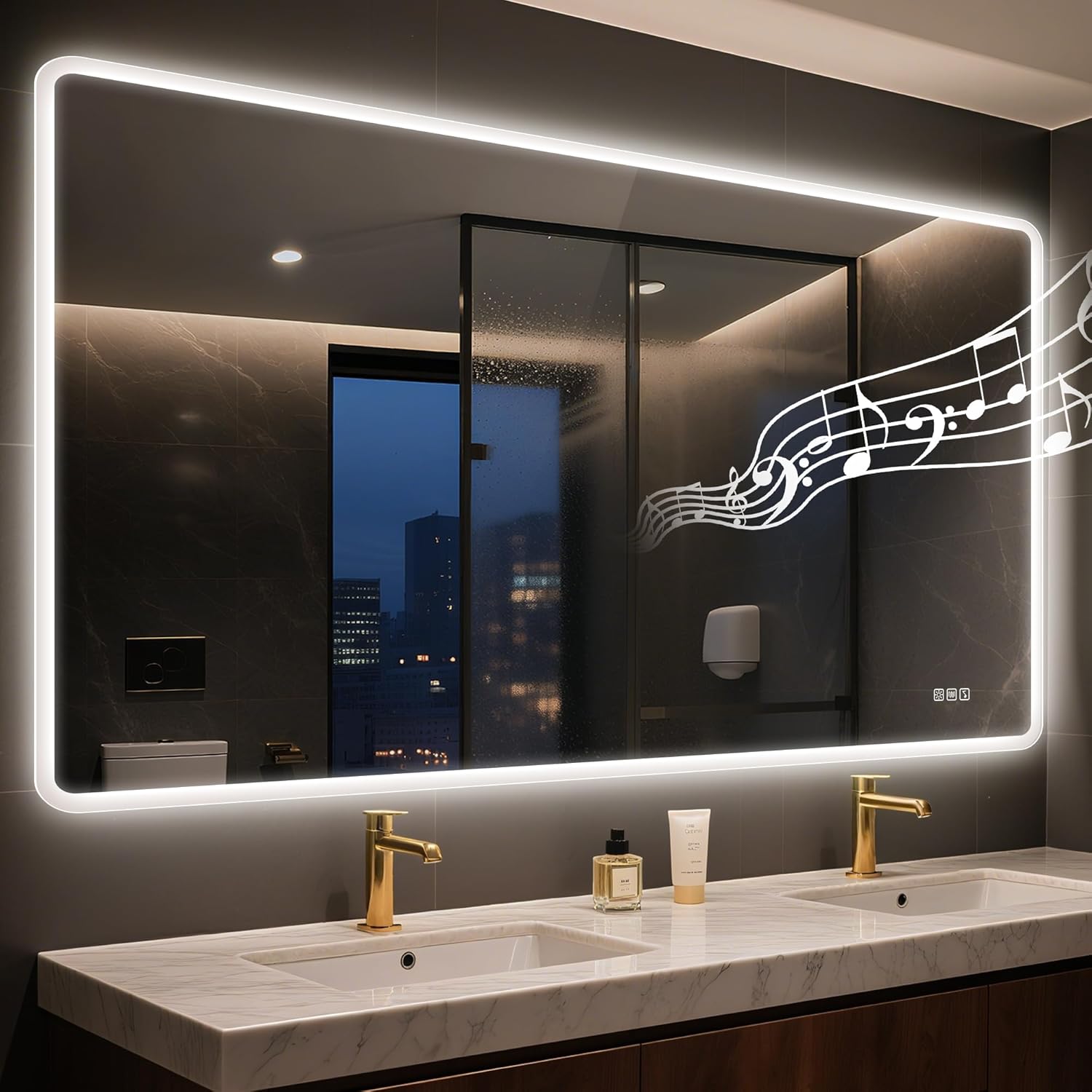 STARLEAD 59x36 LED Bathroom Mirror with Bluetooth Speaker,