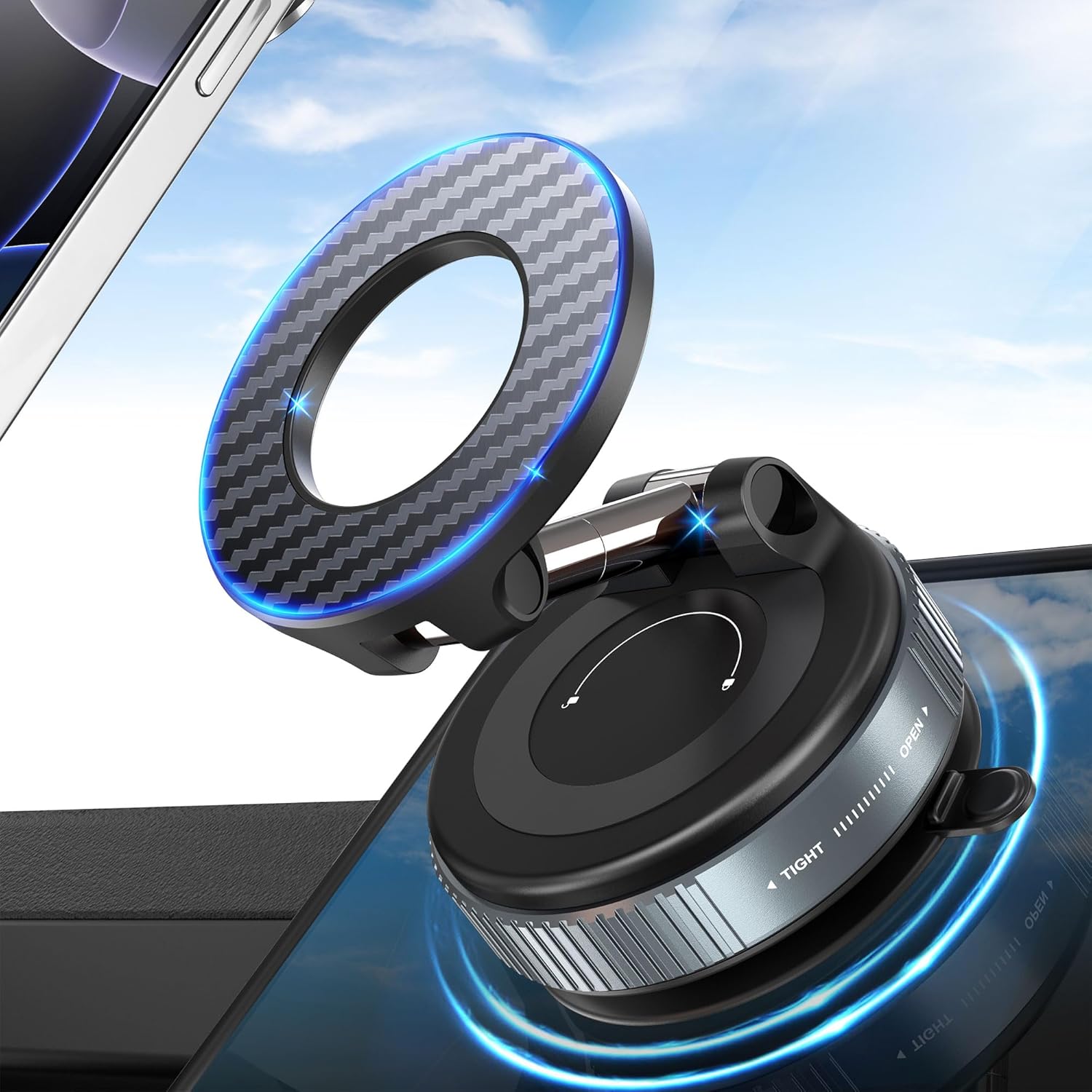PlusAcc Vacuum Magnetic Phone Holder for Car, Suction