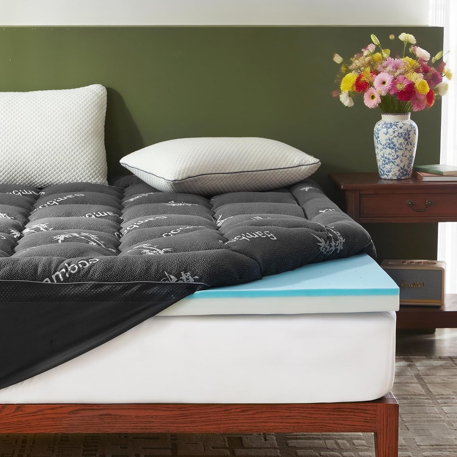 BEDLORE 4 Inch Memory Foam Mattress Topper, Twin