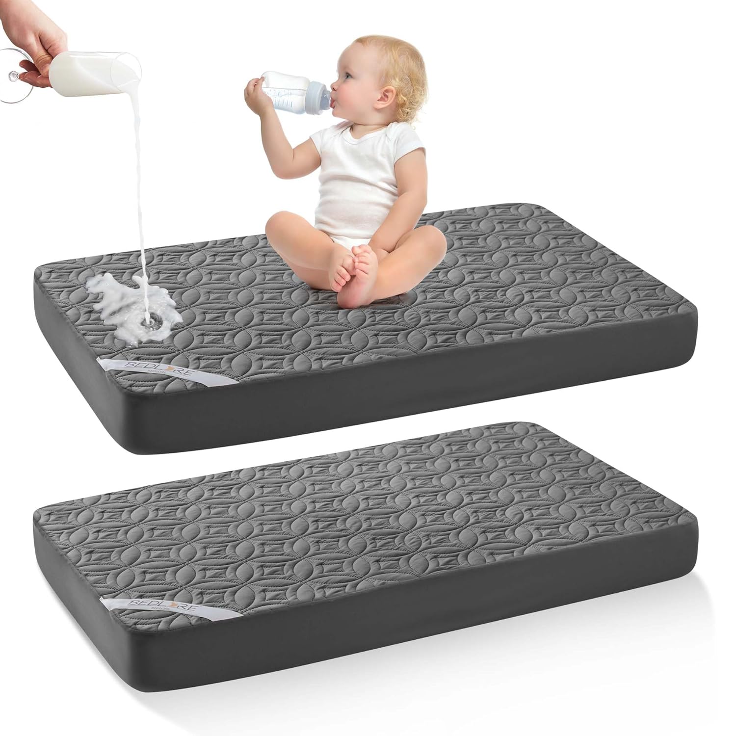 Waterproof Crib Mattress Protector 2 Pack, Soft and