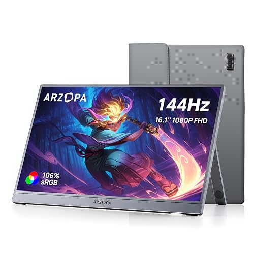 ARZOPA 16.1'' 144Hz Portable Gaming Monitor, 106% sRGB