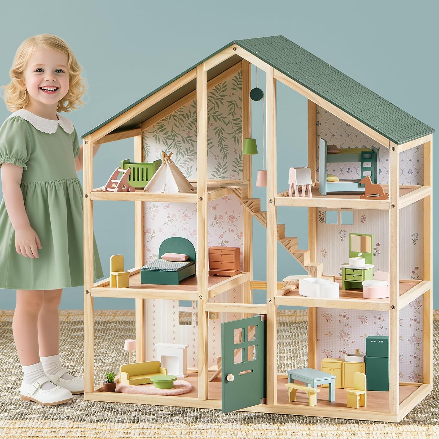 Tiny Land Wooden Dollhouse for Girls - 6
