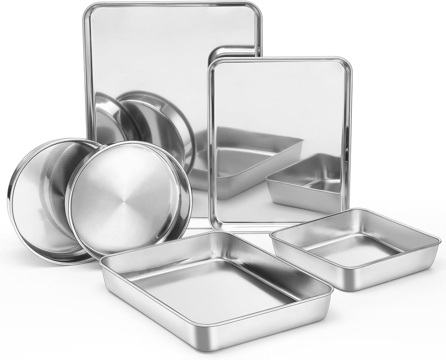 E-far Stainless Steel Baking Pan Set, 6-Piece Metal