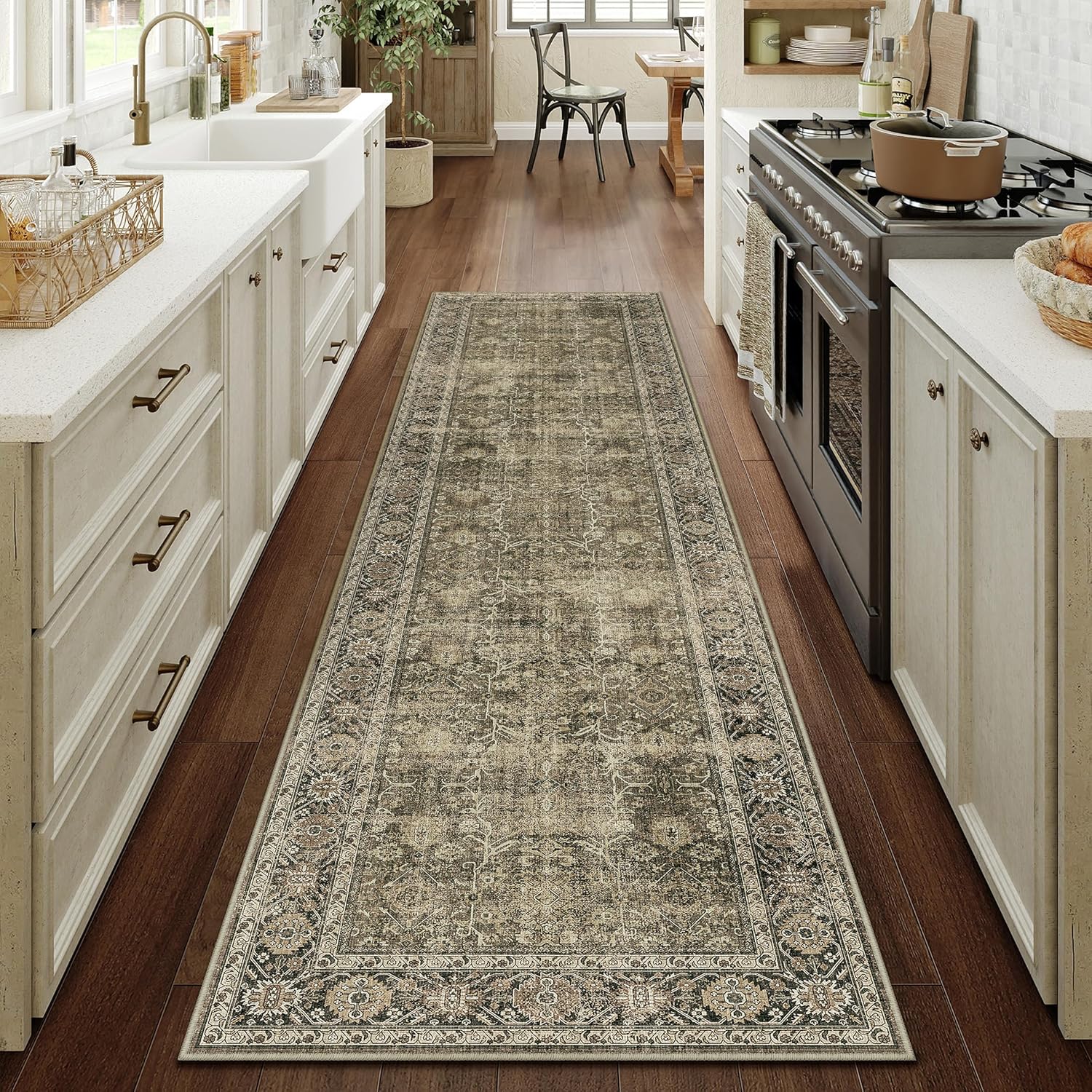 PureCozy Light Brown Runner Rug 2x10 Vintage Area