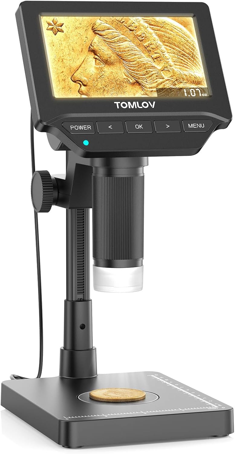 TOMLOV DM4W Microscope with Weighing Scale: 4.3" Digital