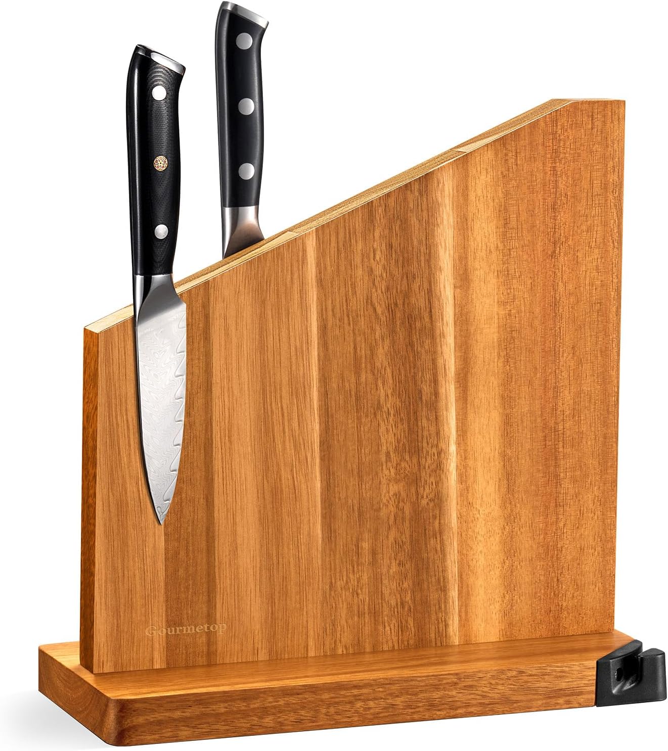 Magnetic Knife Holder with Built-in Sharpener, 100% Acacia