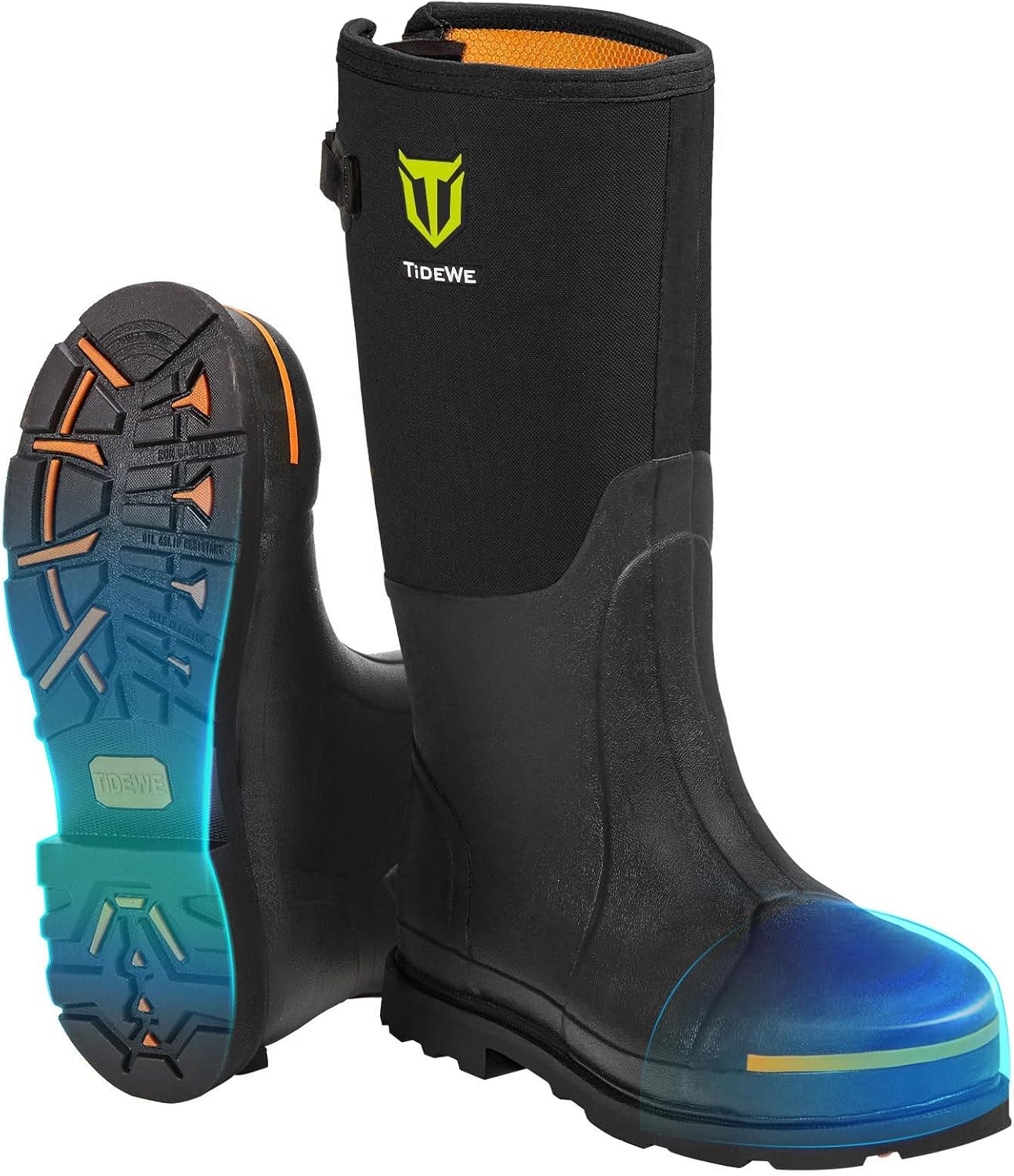 TIDEWE Rubber Work Boot for Men with Steel