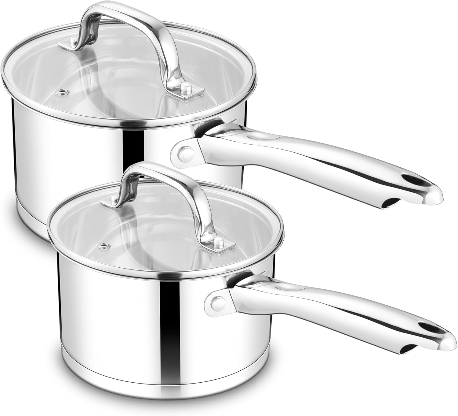 TeamFar Saucepan with Lid, 1QT & 2QT Stainless