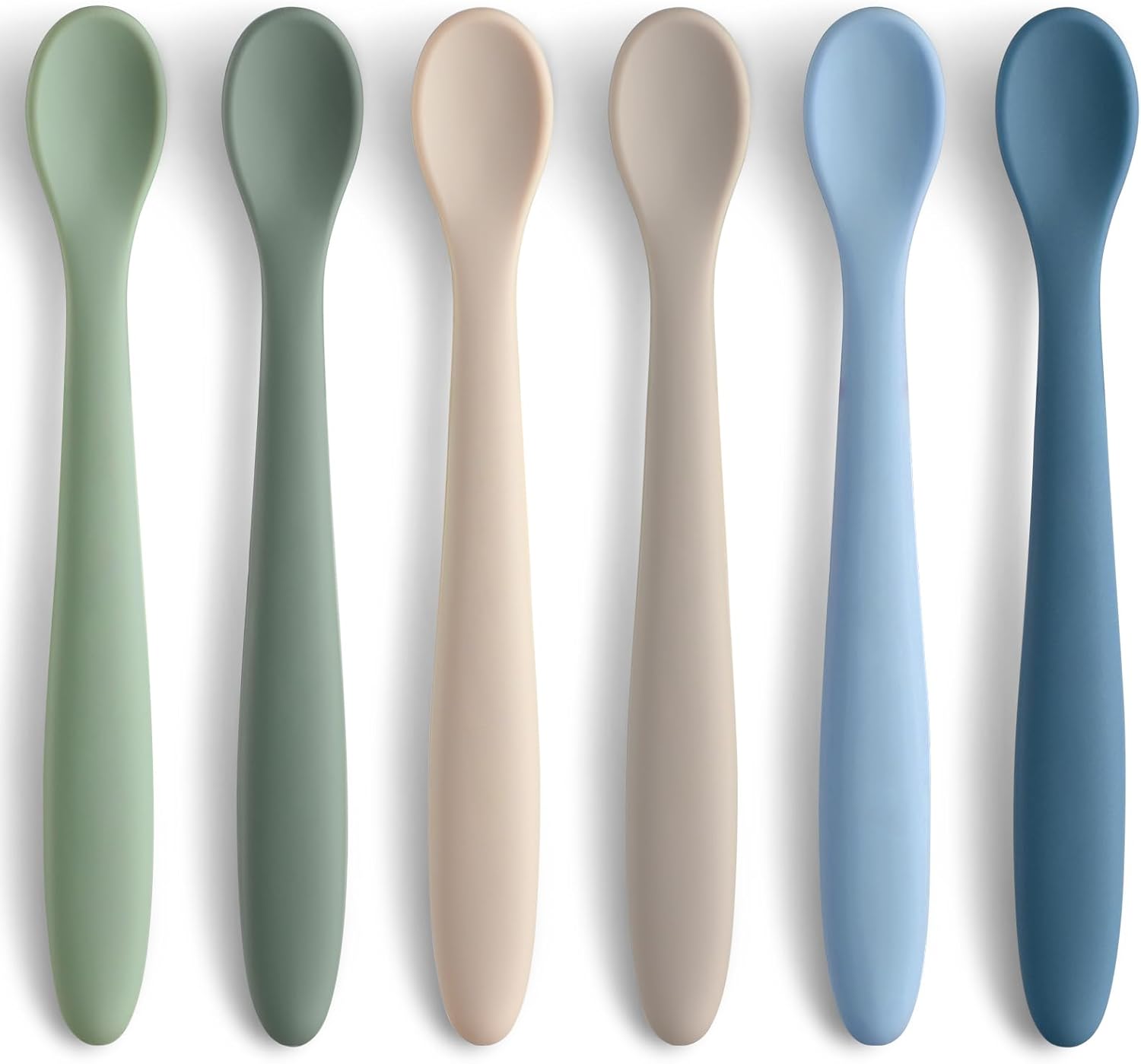 6-Piece Silicone Baby Feeding Spoons, First-Stage Infant Soft-Tip