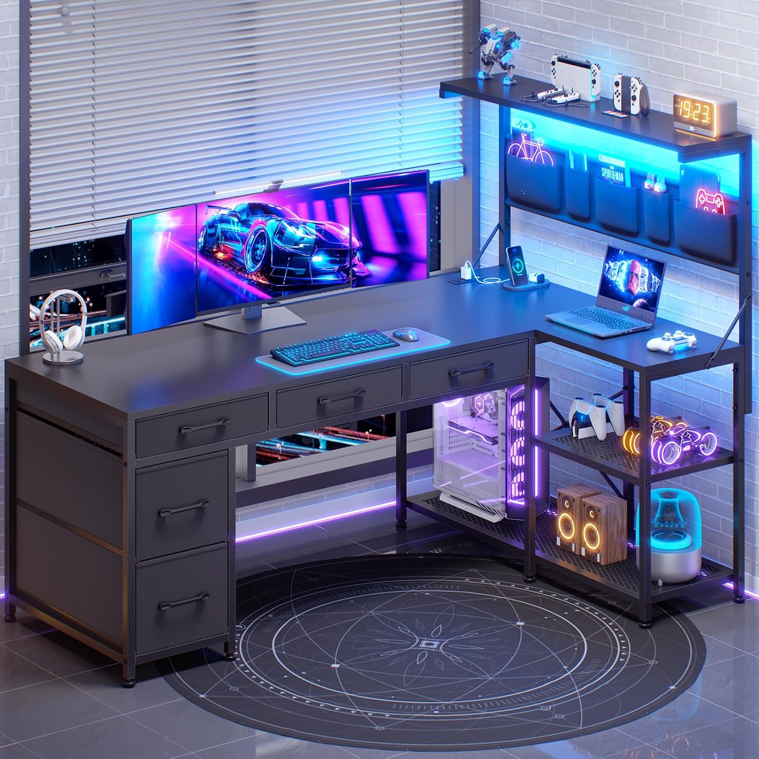 SEDETA L Shaped Gaming Desk, 47.2" Reversible Small
