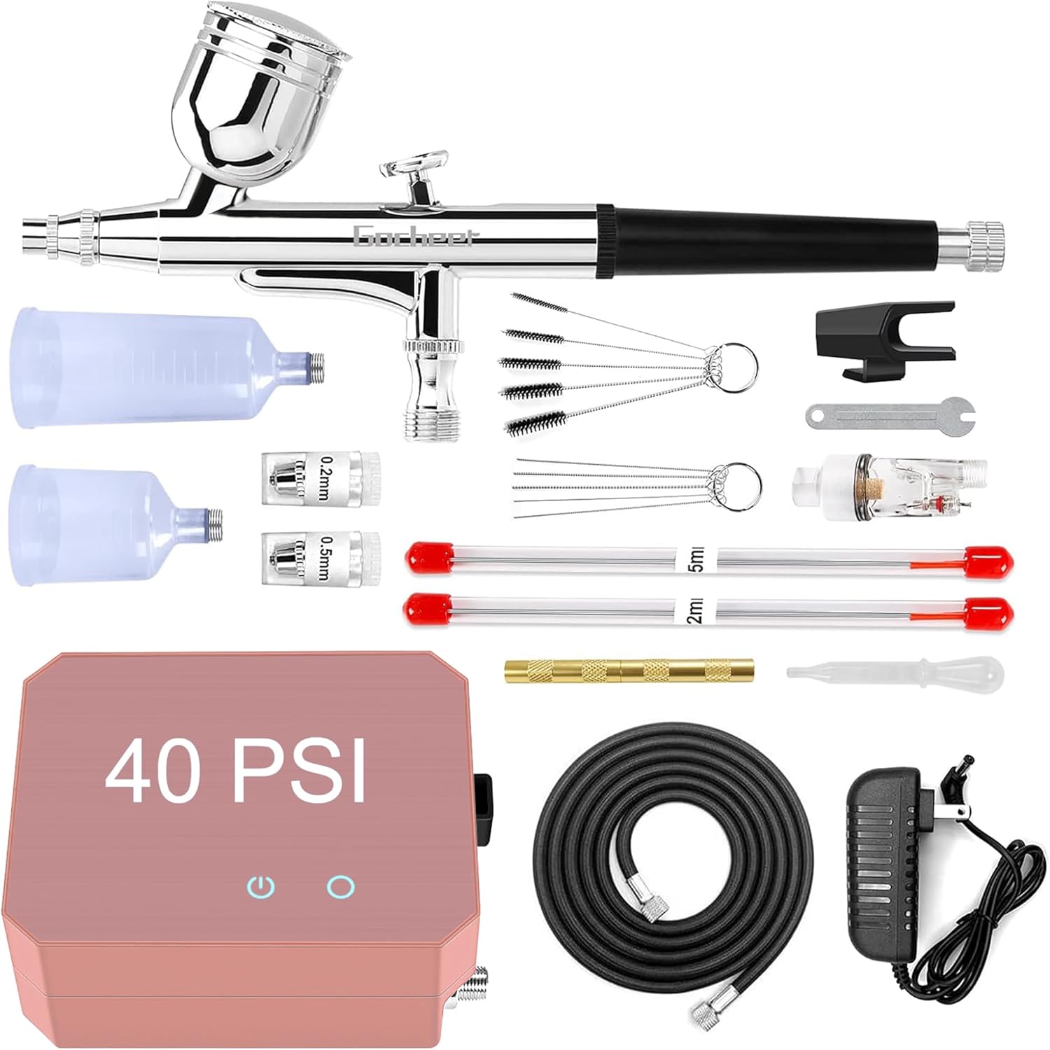 Gocheer Airbrush Kit with Air Compressor, 40/48 PSI