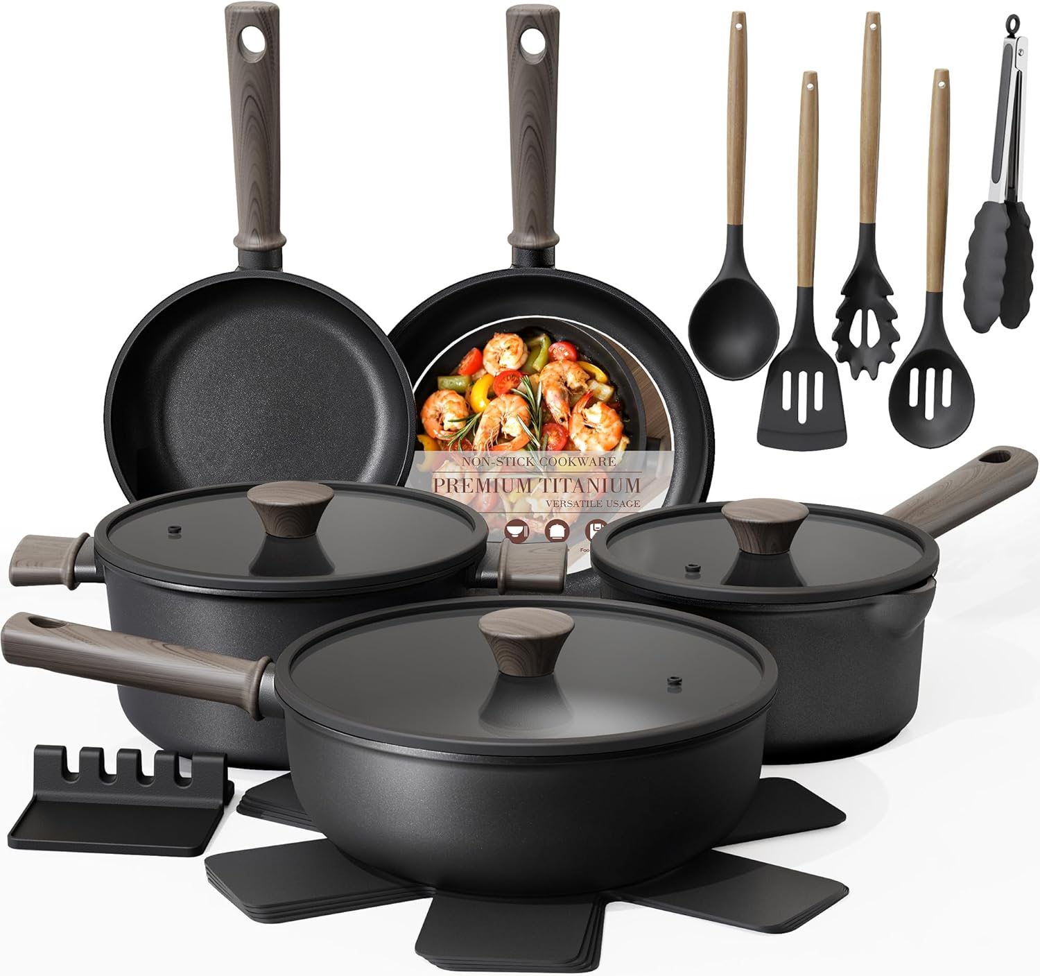 Astercook 19 Pcs Pots and Pans Set Non
