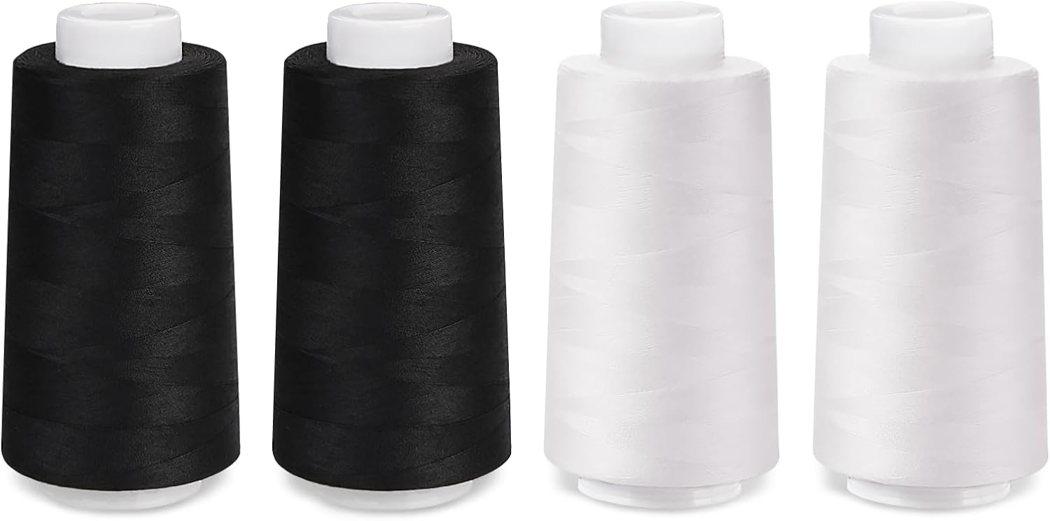 ilauke 3000 Yards White & Black Sewing Thread,