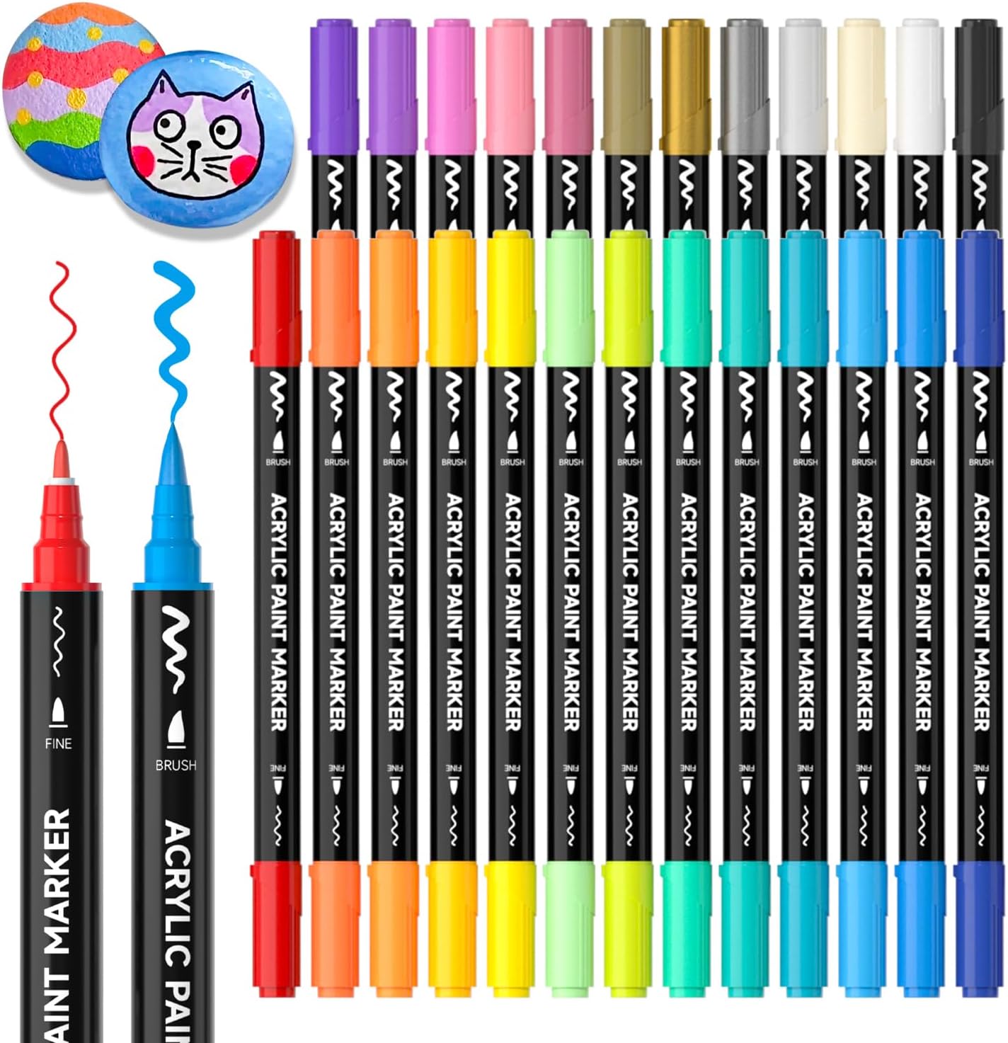 Shuttle Art 25 Colors Dual Tip Acrylic Paint