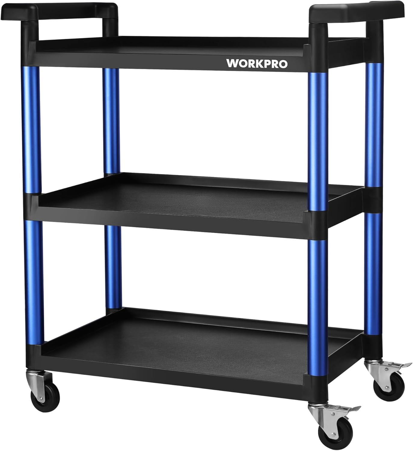 WORKPRO 3-Tier Service Utility Cart, 400LBS Plastic Rolling