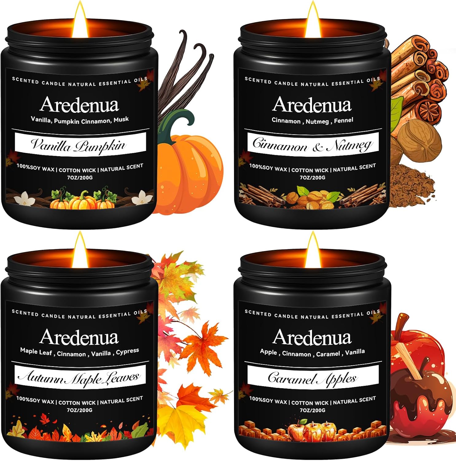 Holiday Candles Set – 4 Pack Cozy Christmas