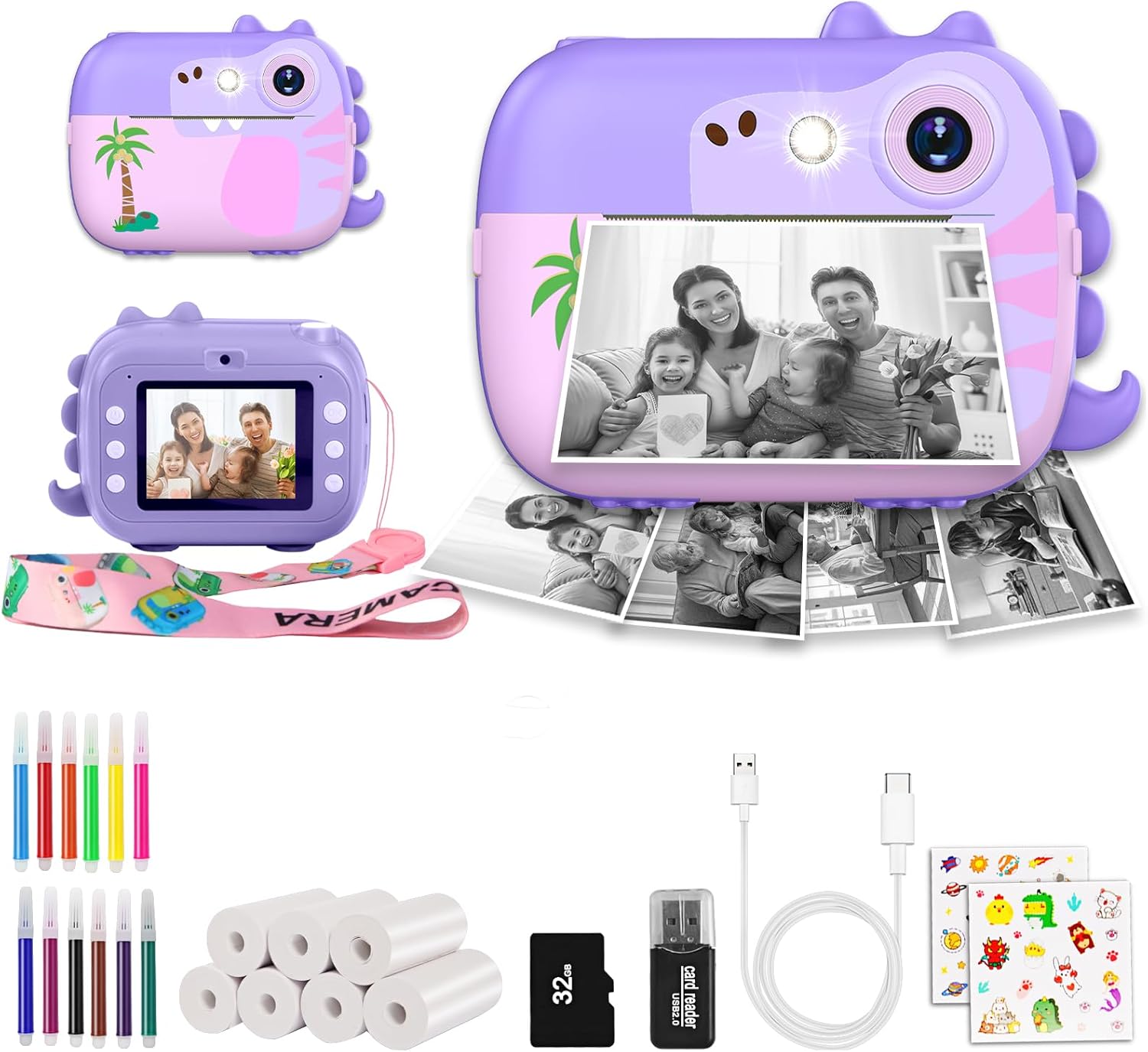 ARNSSIEN Kids Camera Instant Print with 7 Rolls