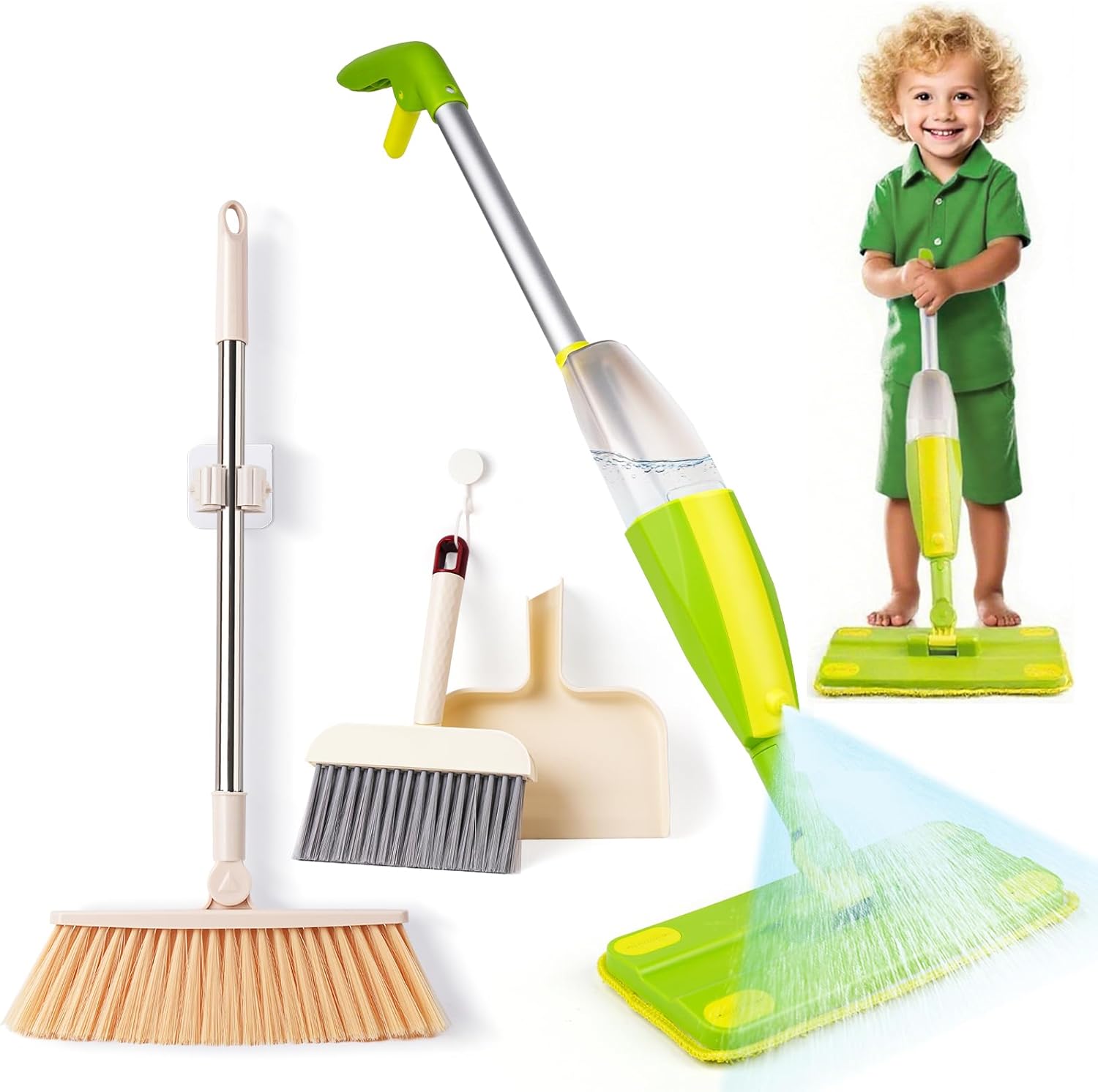 Kids Spray Mop,Toddler Mop Cleaning Set, Real Working