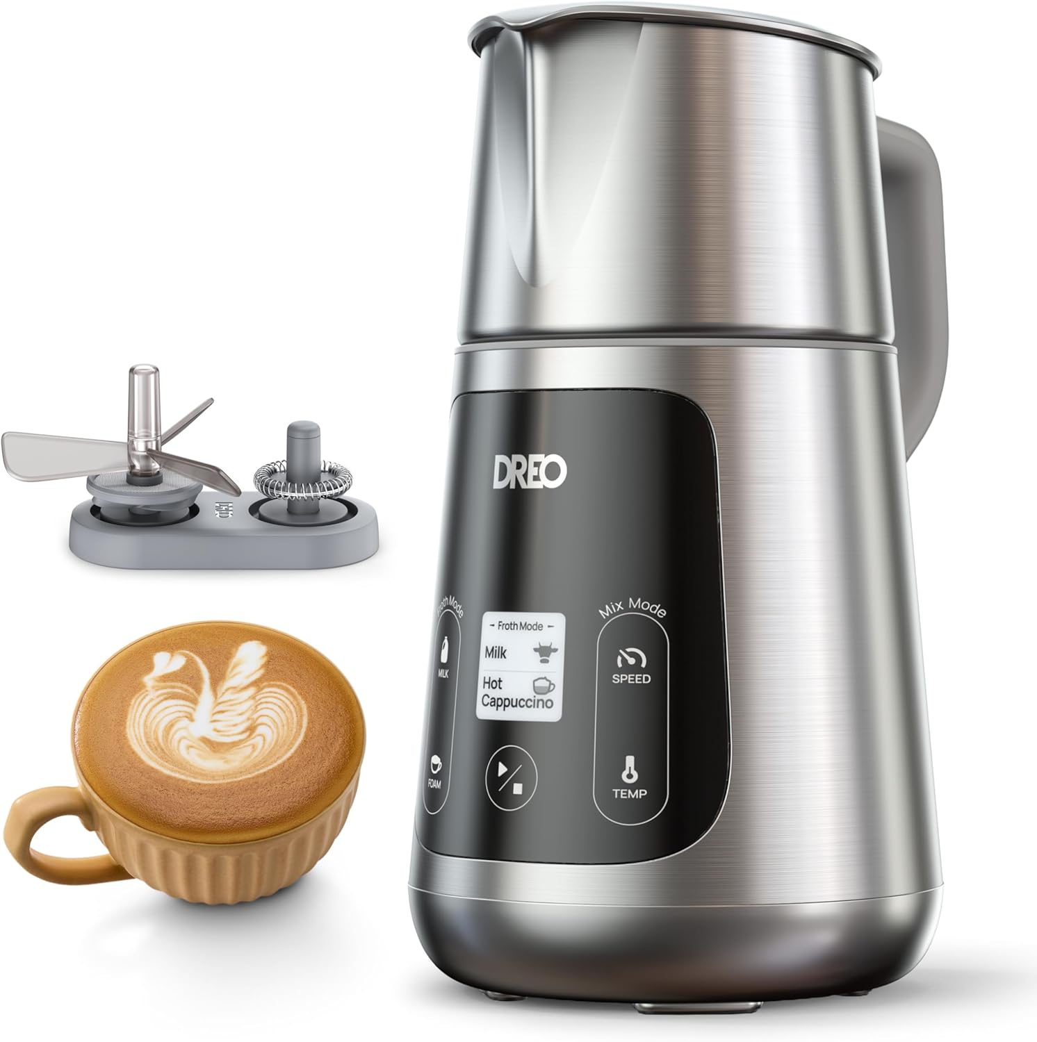 DREO All-in-1 Electric Milk Frother, 15oz/450ml Automatic Foam