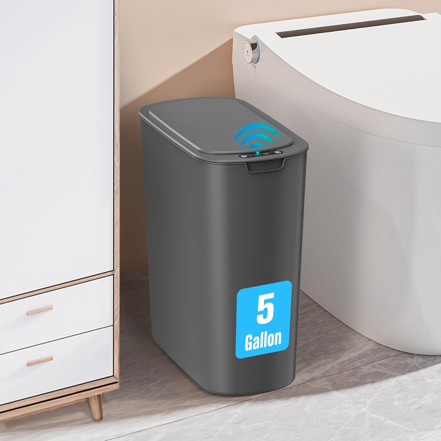 Cesun 5 Gallon Automatic Bathroom Trash Can, Touchless