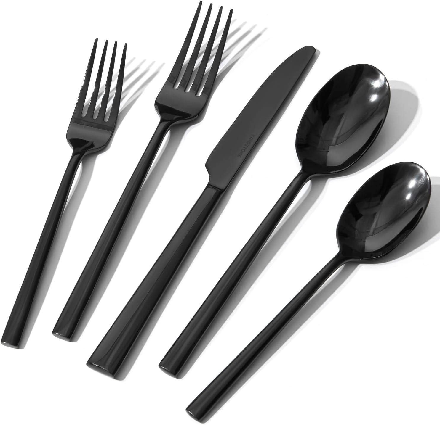 KINGSTONE Black Silverware Set, 60-Piece Forged Flatware Set