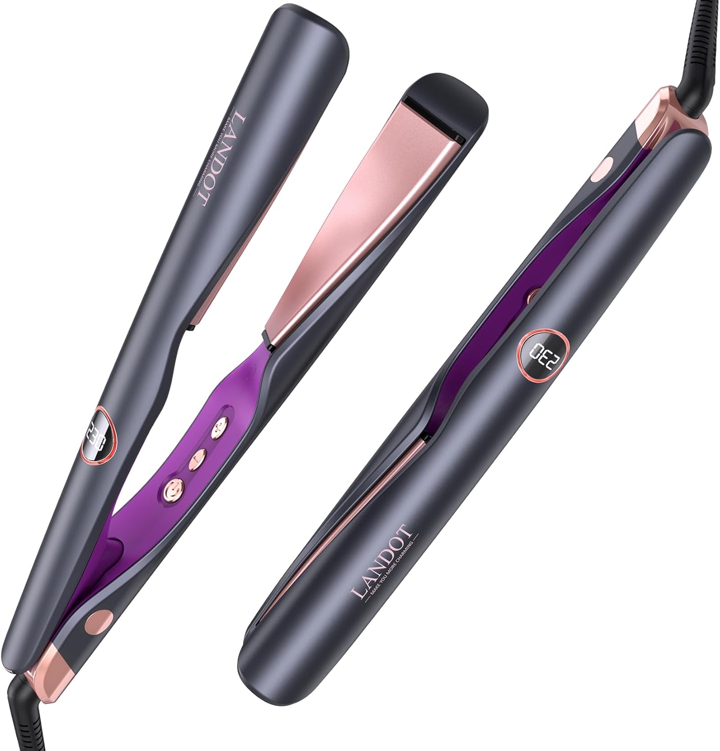 LANDOT Twist Flat Iron 2-in-1 Hair Straightener &