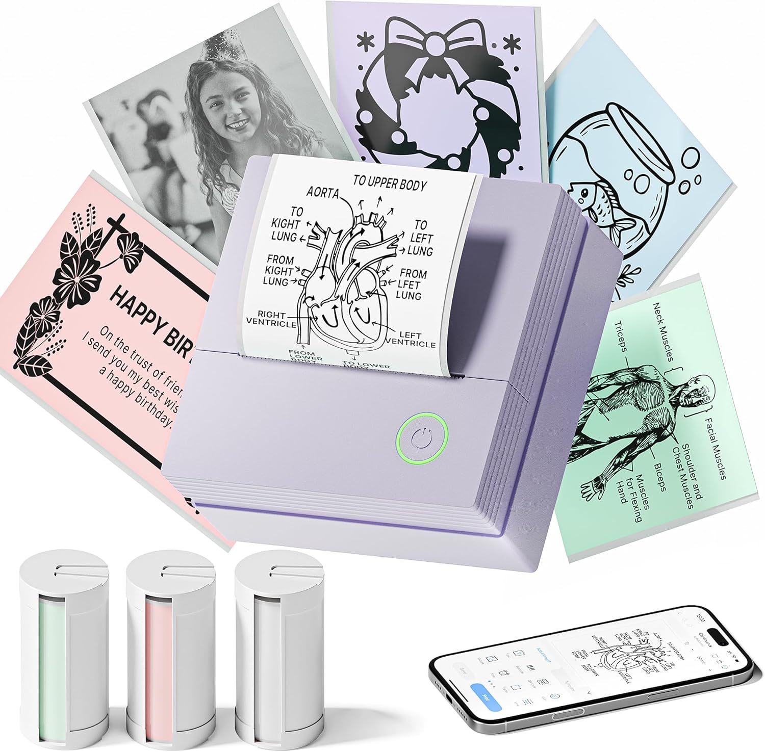 TYPONOS Sticker Printer, PM290 Mini Printer, Bluetooth Sticker