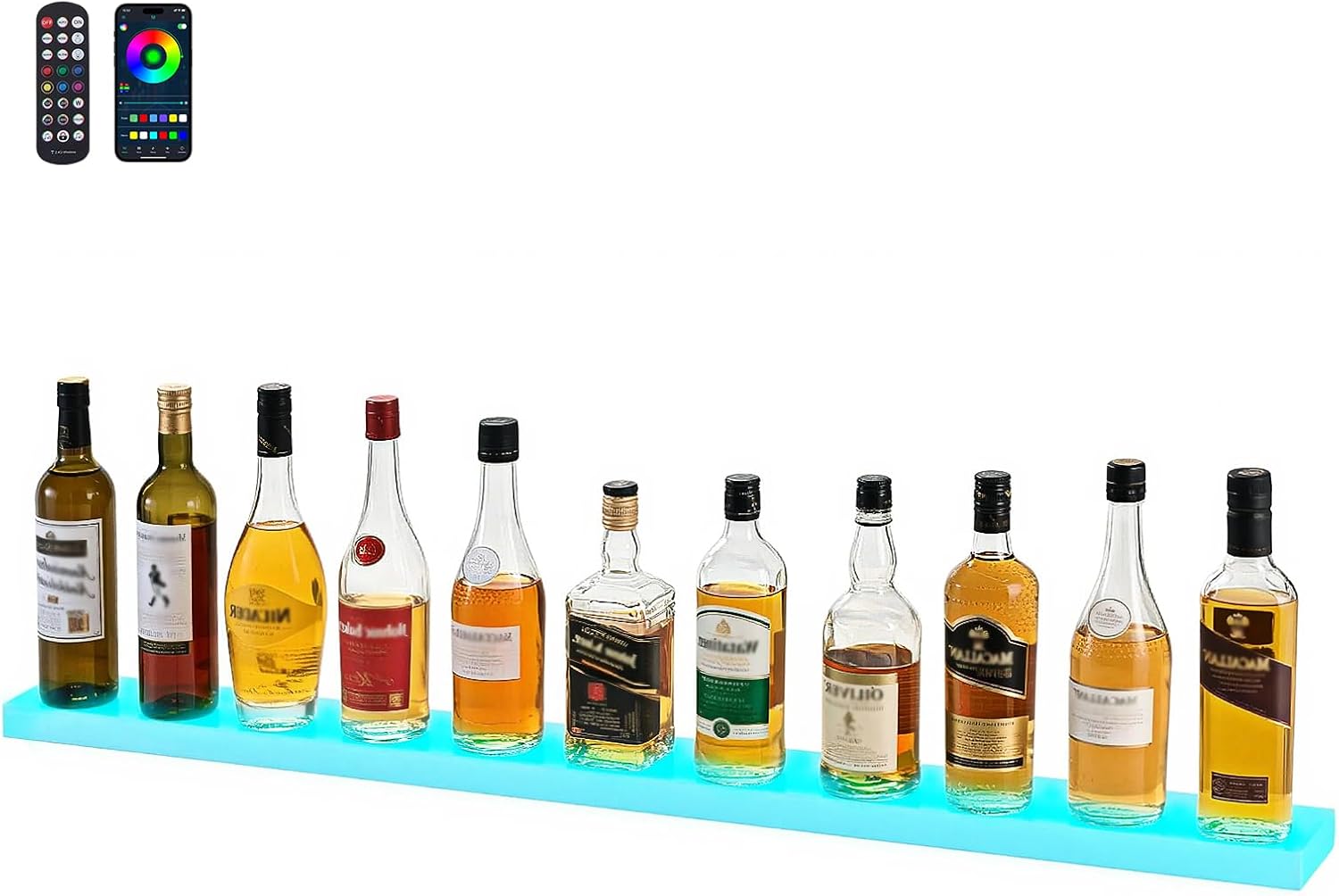VEVOR LED Lighted Liquor Bottle Display, 1 Tier