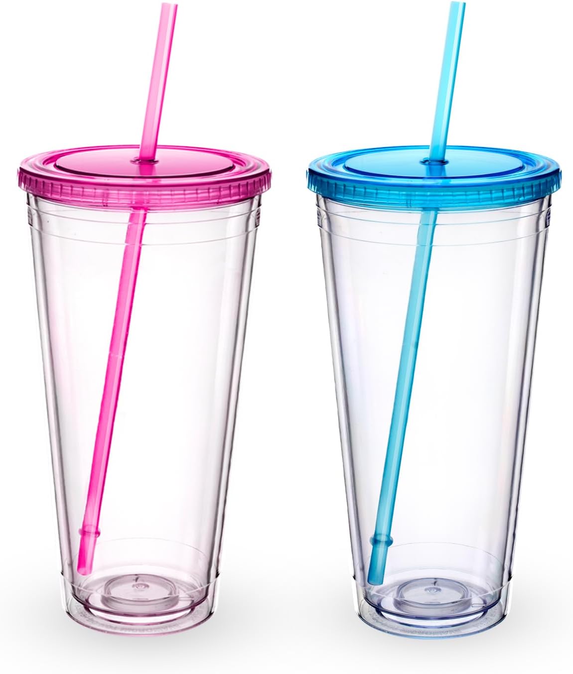 Zukro Clear Acrylic Tumbler with Straw and Lid