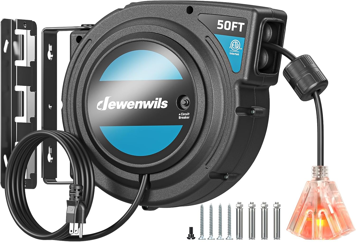 DEWENWILS Extension Cord Reel with Twist-lock Stopper, Brighter