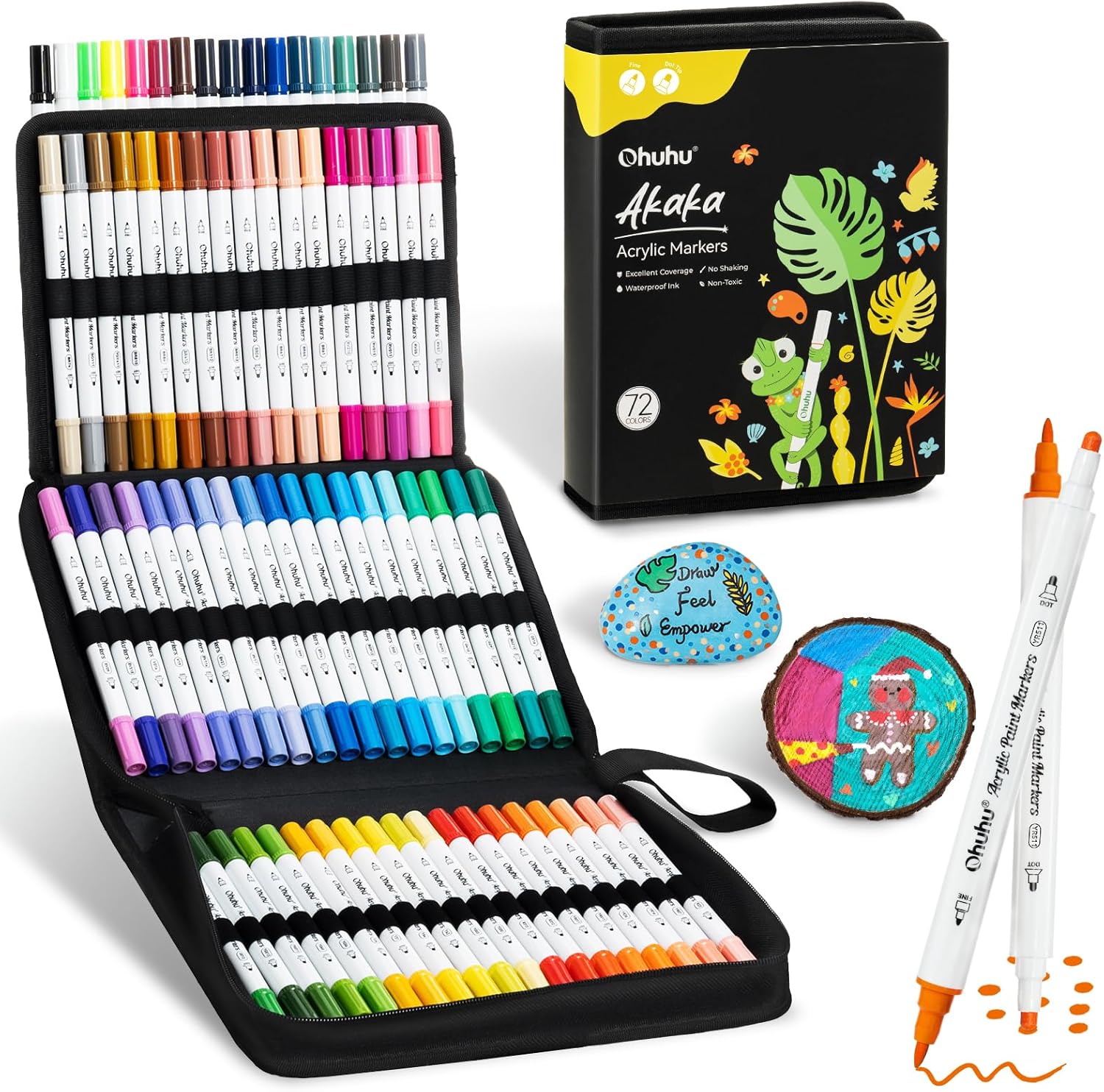 Ohuhu Acrylic Paint Markers Dual Tips: 72 Colors