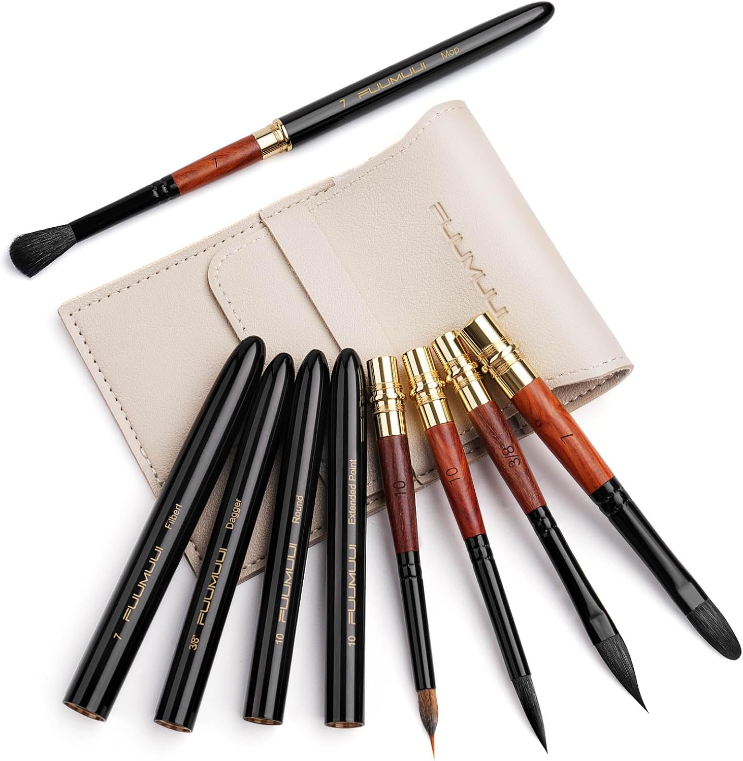 Fuumuui Travel Watercolor Brushes, 5Pcs Professional Plein Air