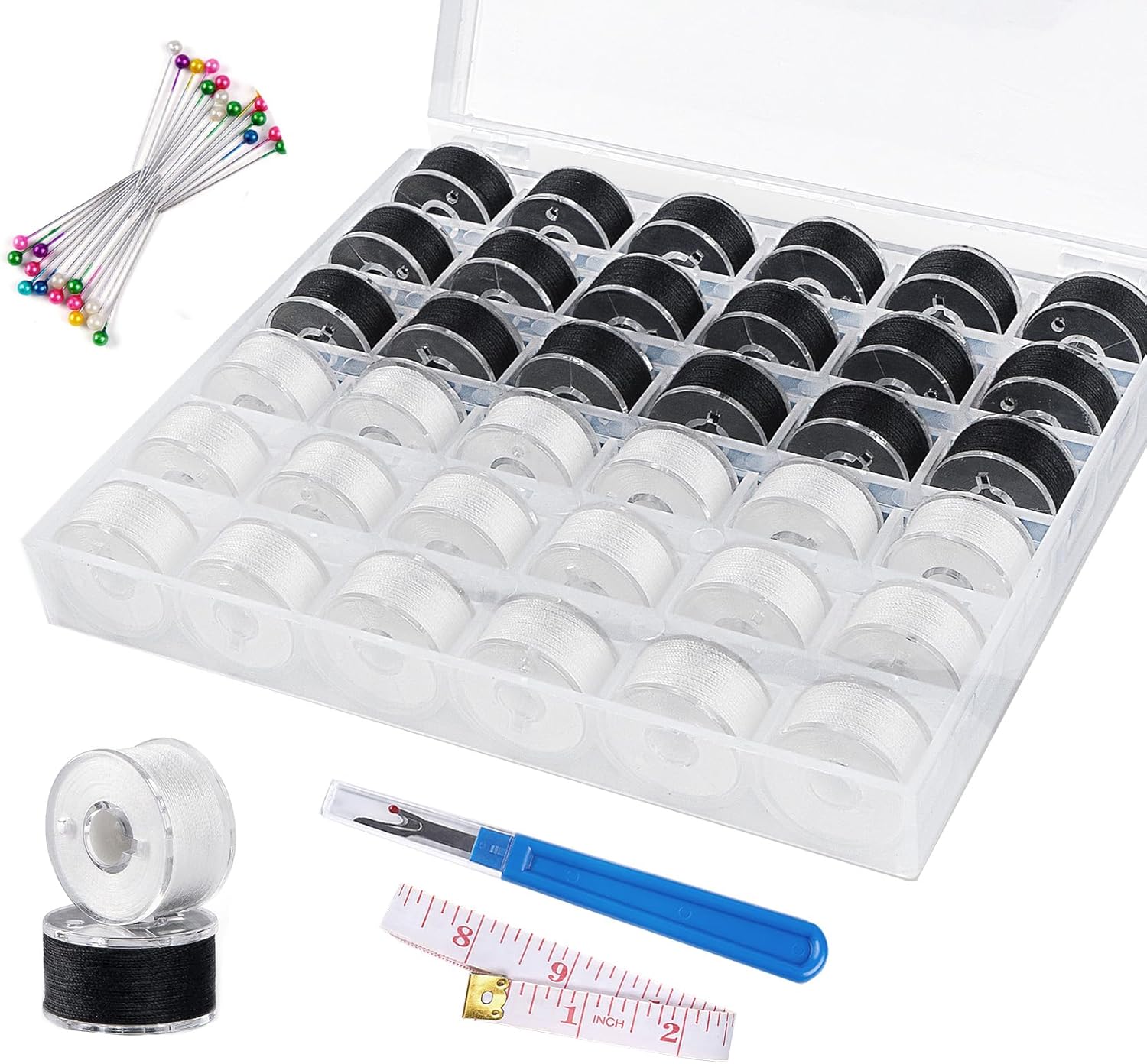 Black& White Bobbin Thread Set with Case -