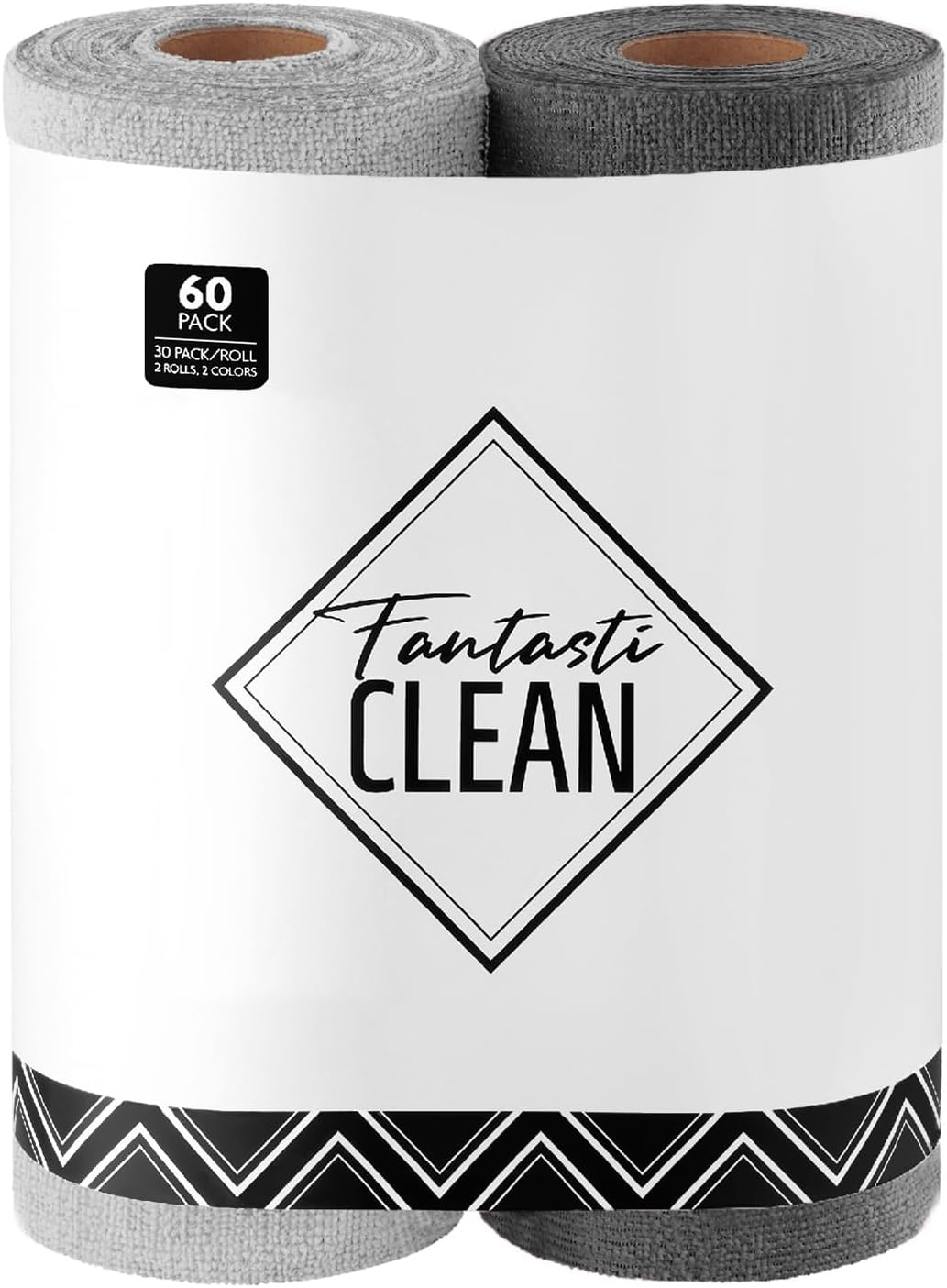 Fantasticlean Microfiber Cleaning Cloth Roll, 60 Pack Tear-Away