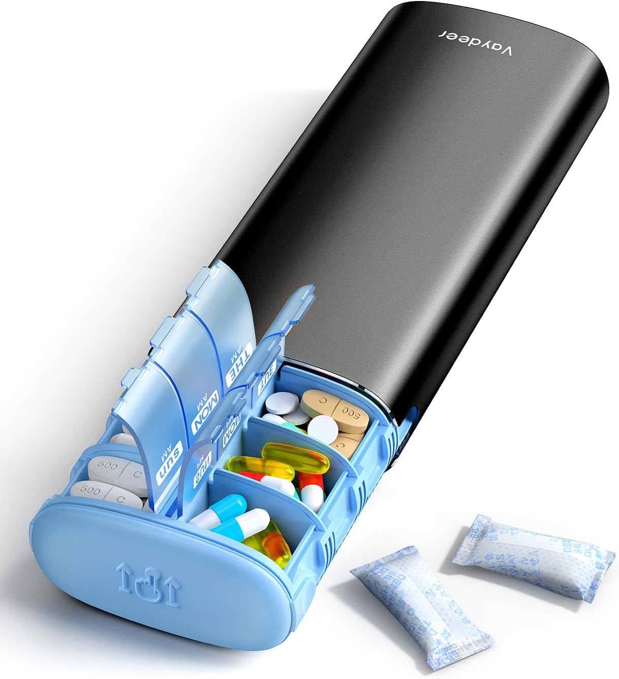 Vaydeer Metal 7 Day Pill Organizer 2 Times