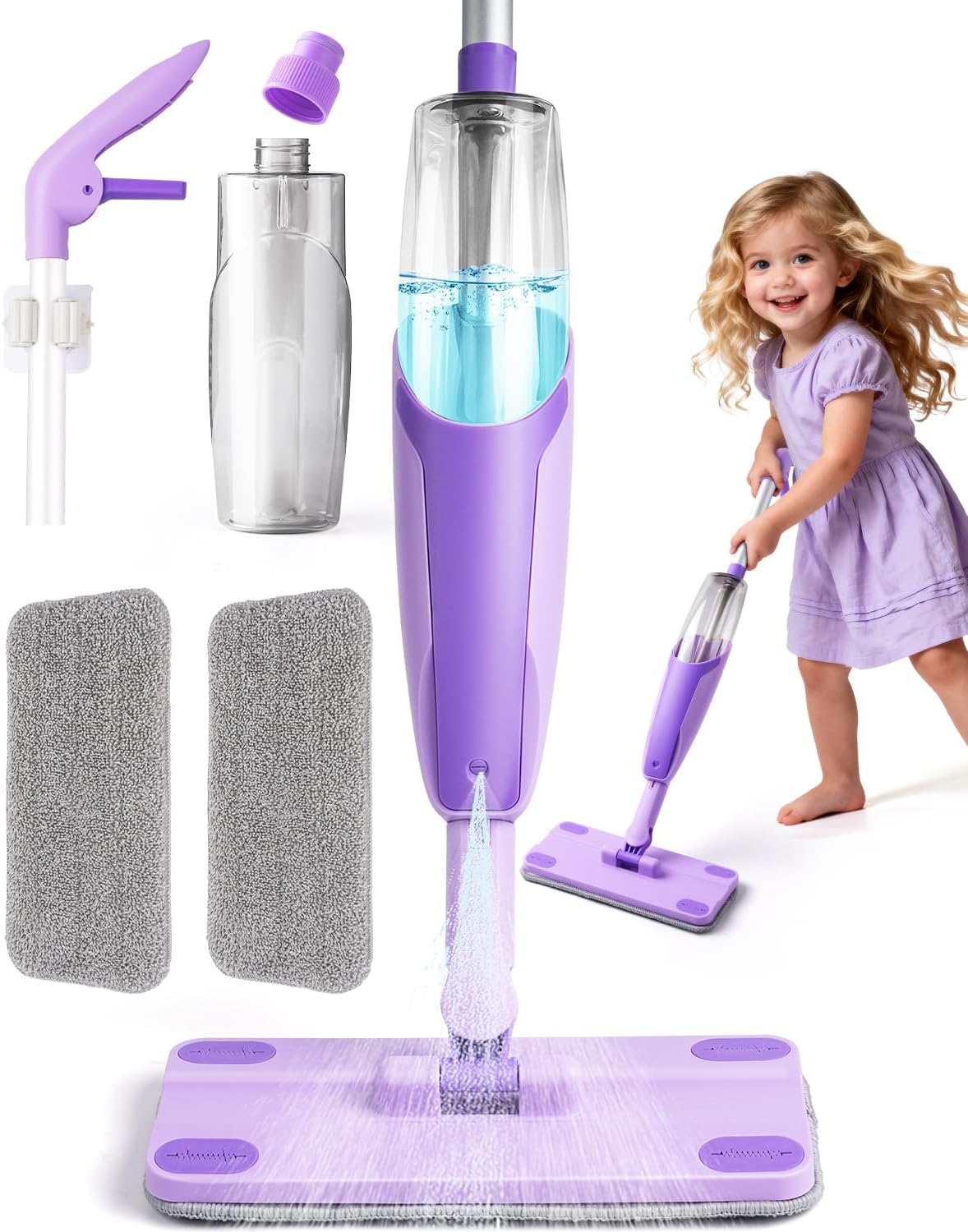 Purple Mini Spray Mop for Toddler-Montessori Cleaning Toy