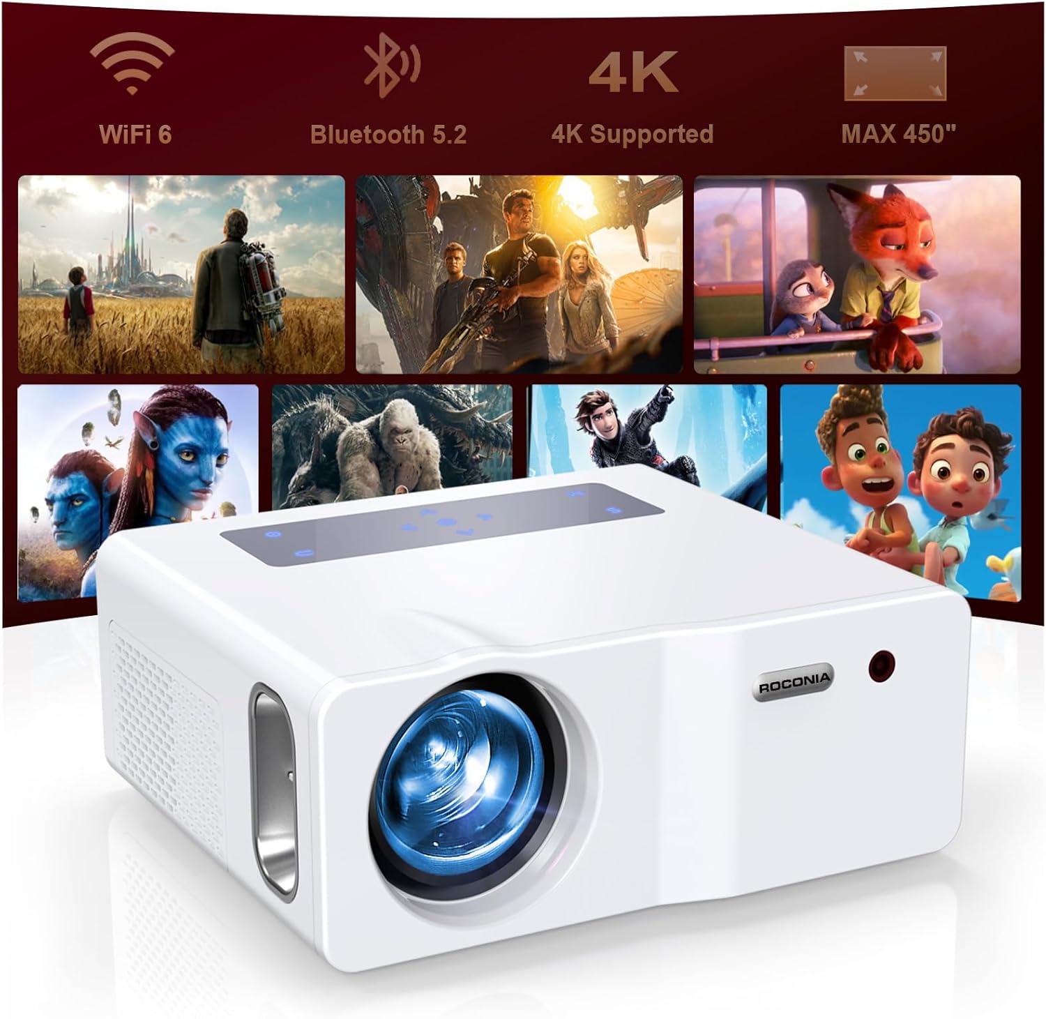 Native 1080P 5G WiFi Bluetooth Projector, 1200ANSI Portable