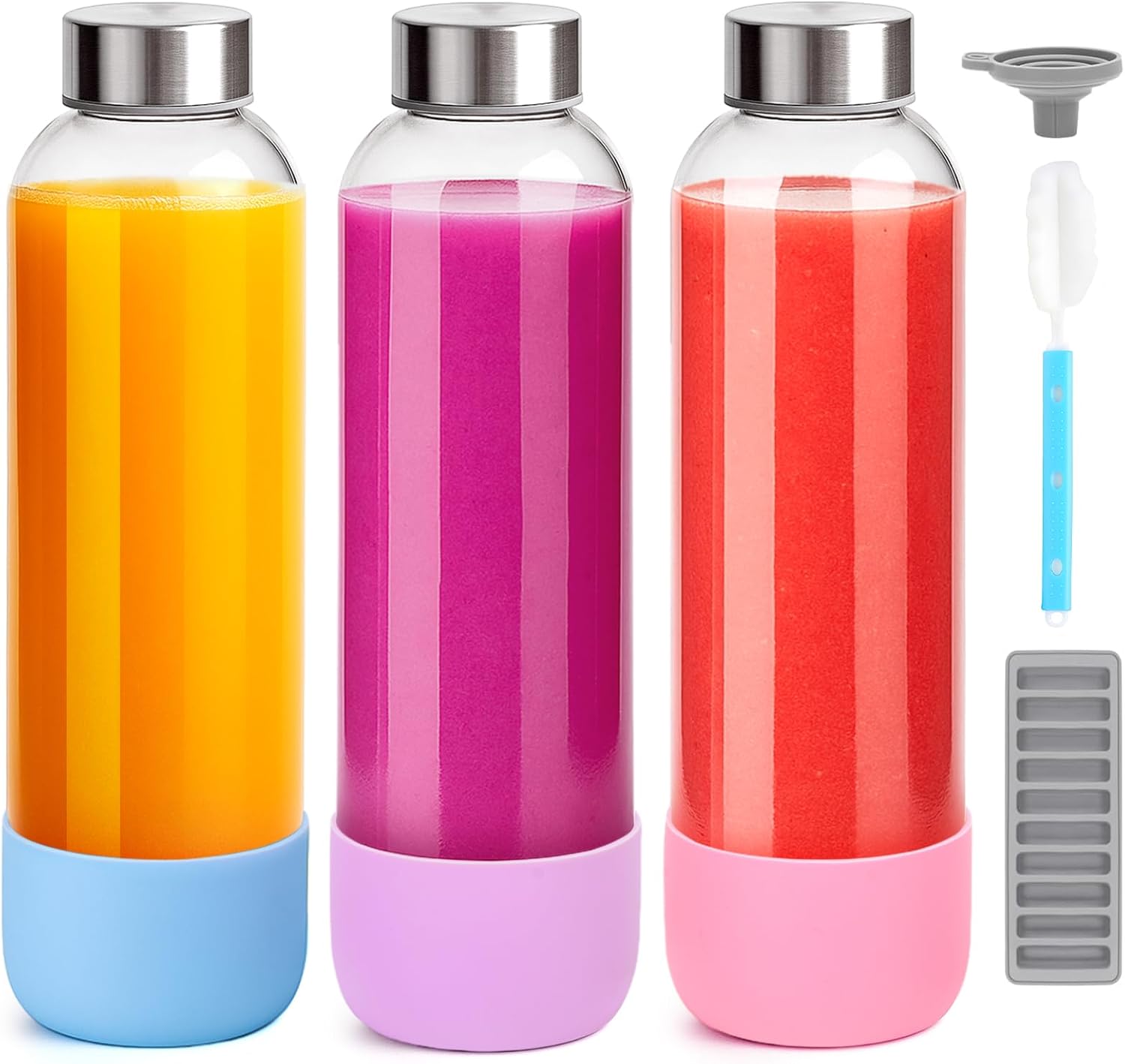 Zukro 32 oz Glass Juice Bottles with Lids,