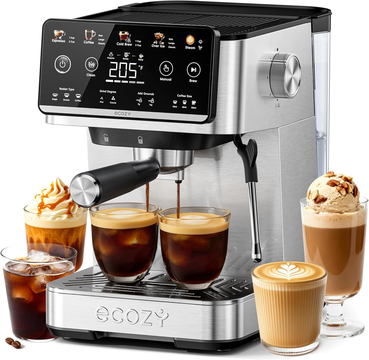 ecozy 4-in-1 Espresso Machine and Coffee Maker Combo