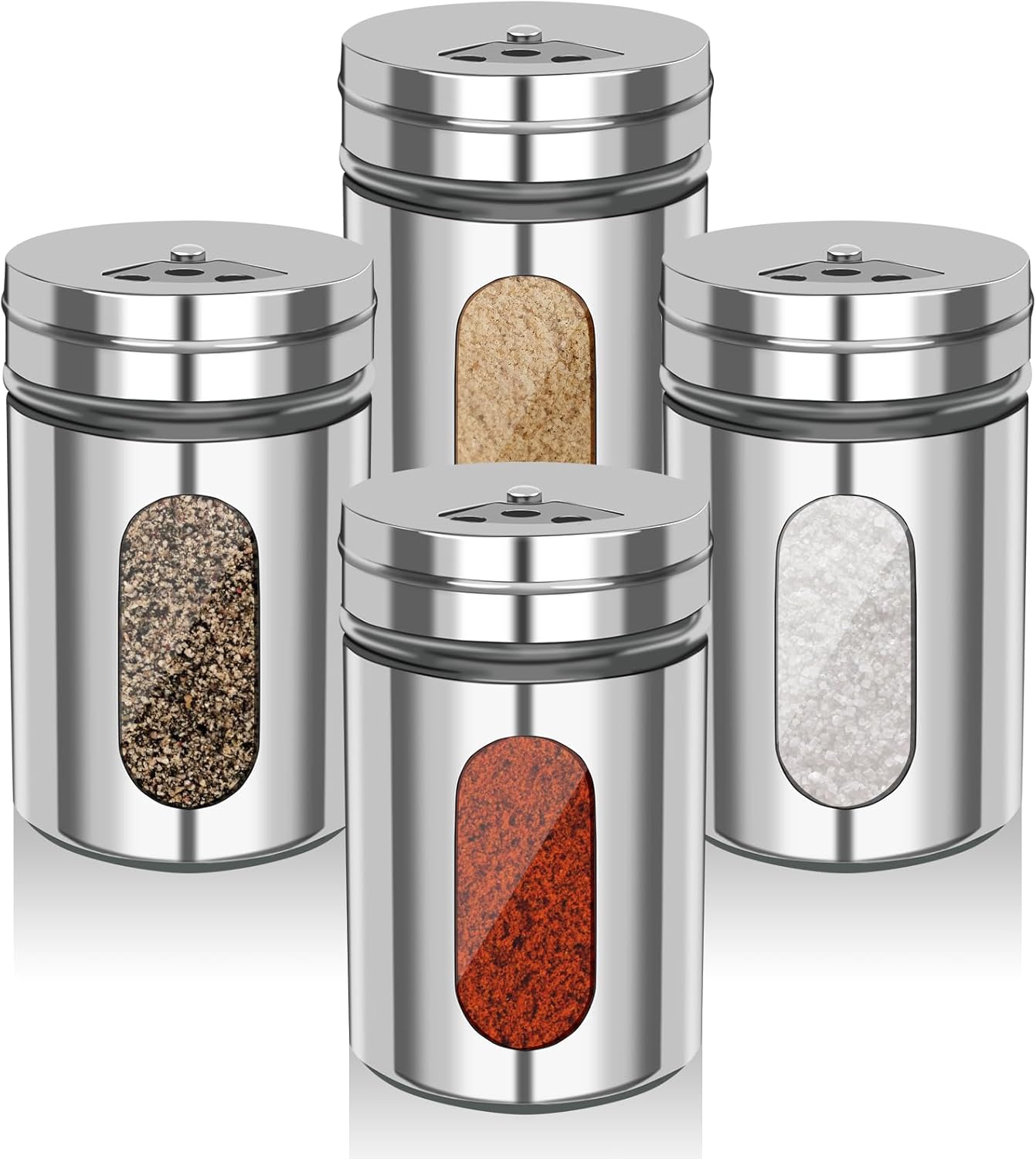 4 PCS Stainless Steel Salt and Pepper Shakers
