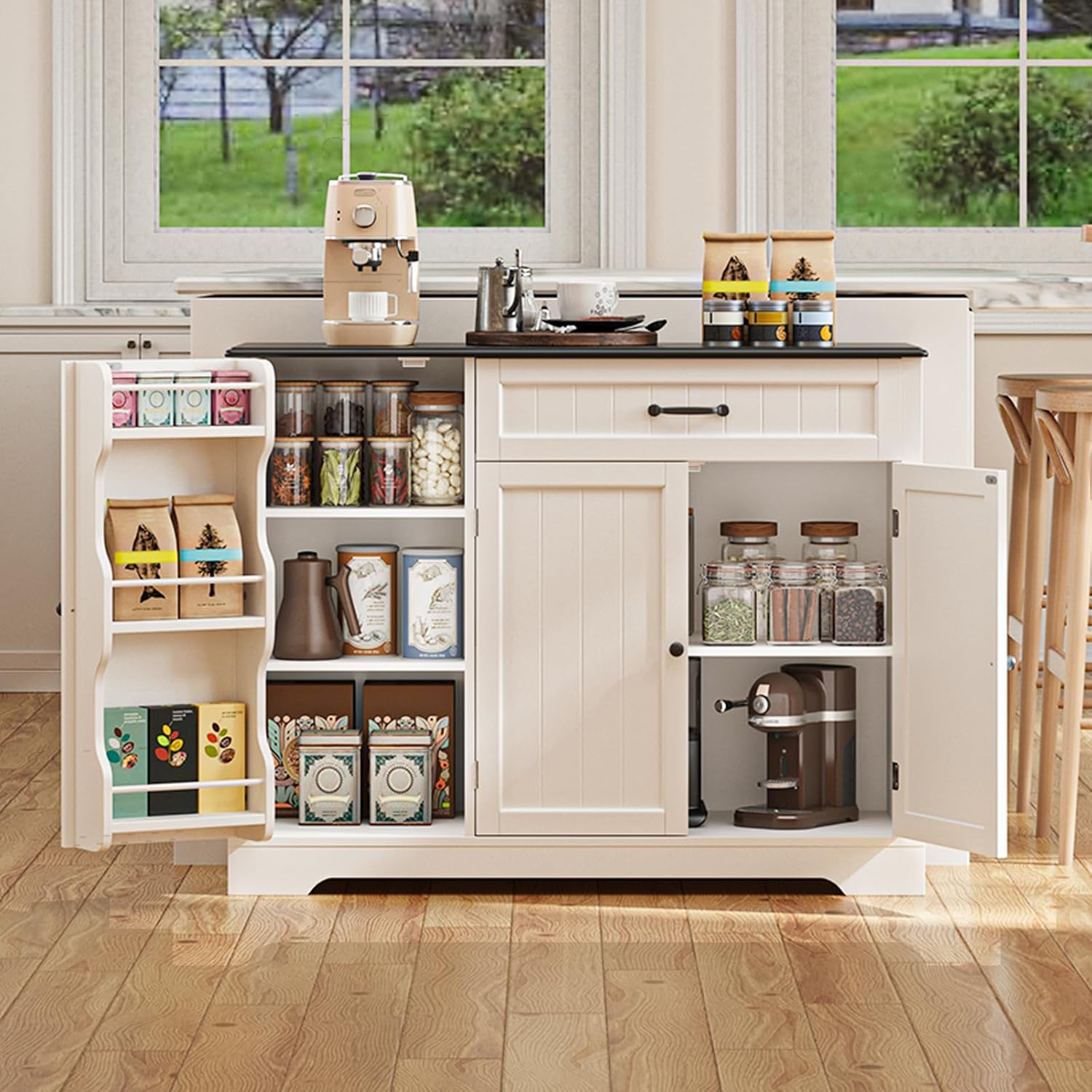 Gizoon Kitchen Coffee Bar Cabinet with Storage, Sideboard