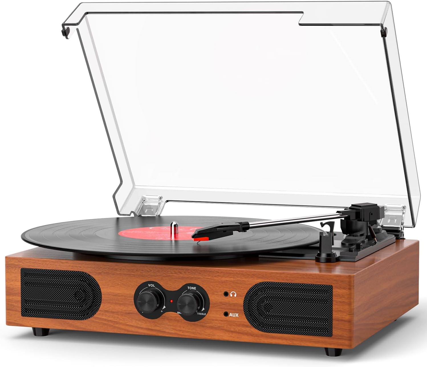Vinyl Record Player with Built-in Stereo Speakers, 3-Speed
