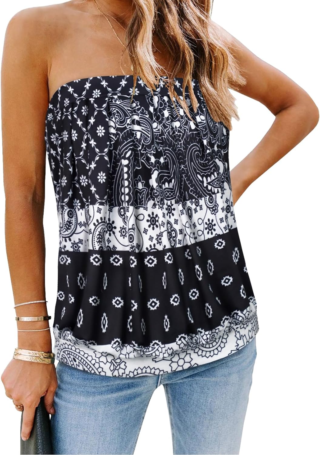 CHICGAL Women's Tube Tops Summer Casual Bandeau Tank