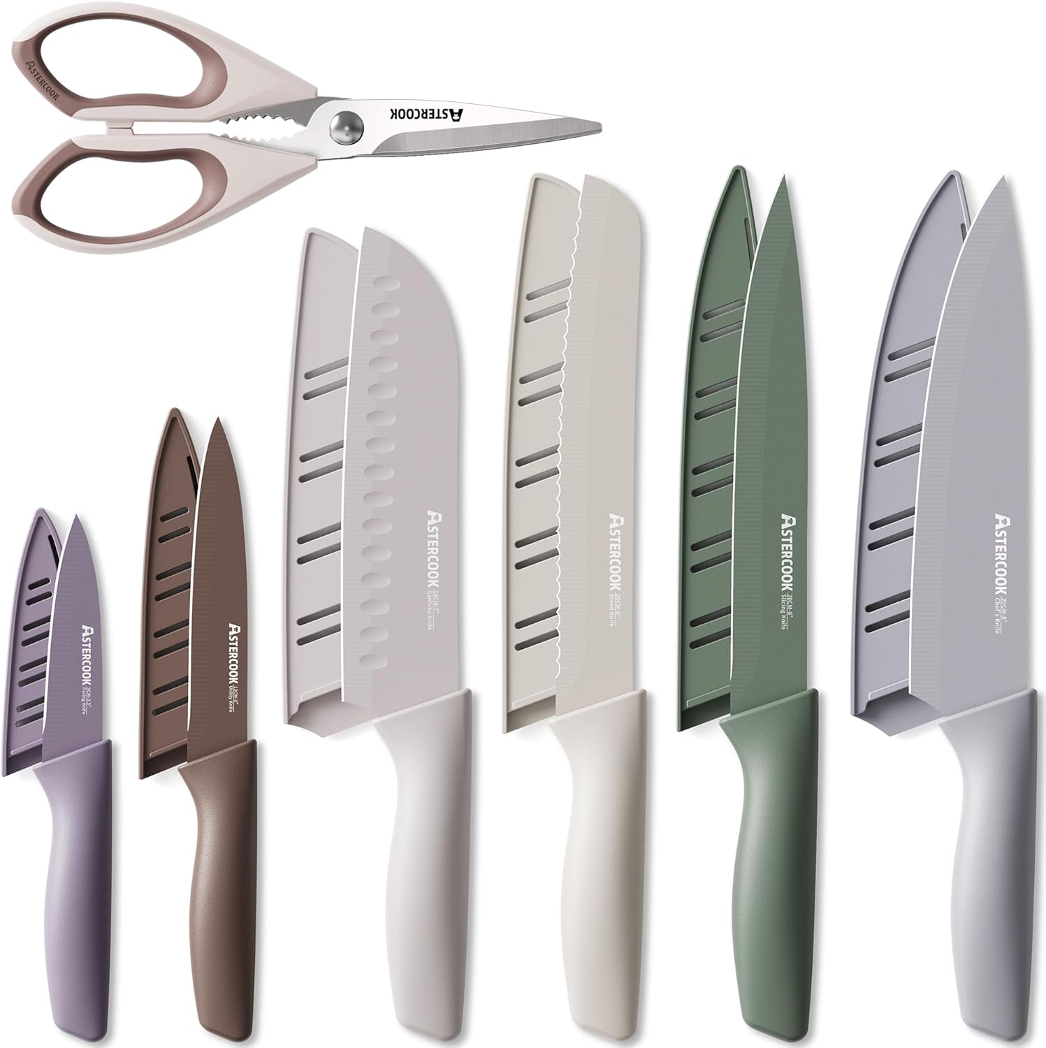 Astercook 13-Piece Knife Set, Kitchen Knives with Anti-Rust
