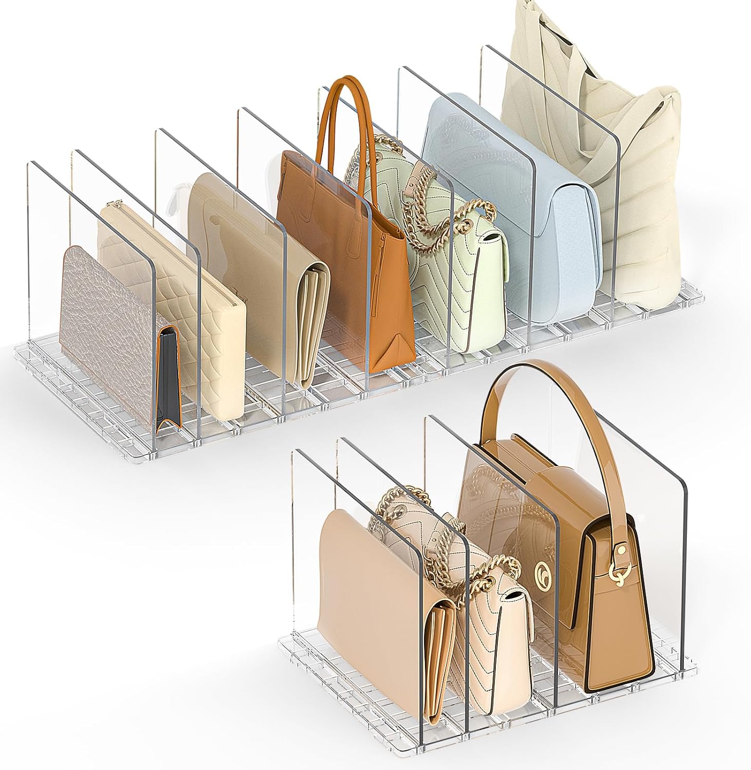 Bag & Purse Organizer for Closet: Adjustable Clear