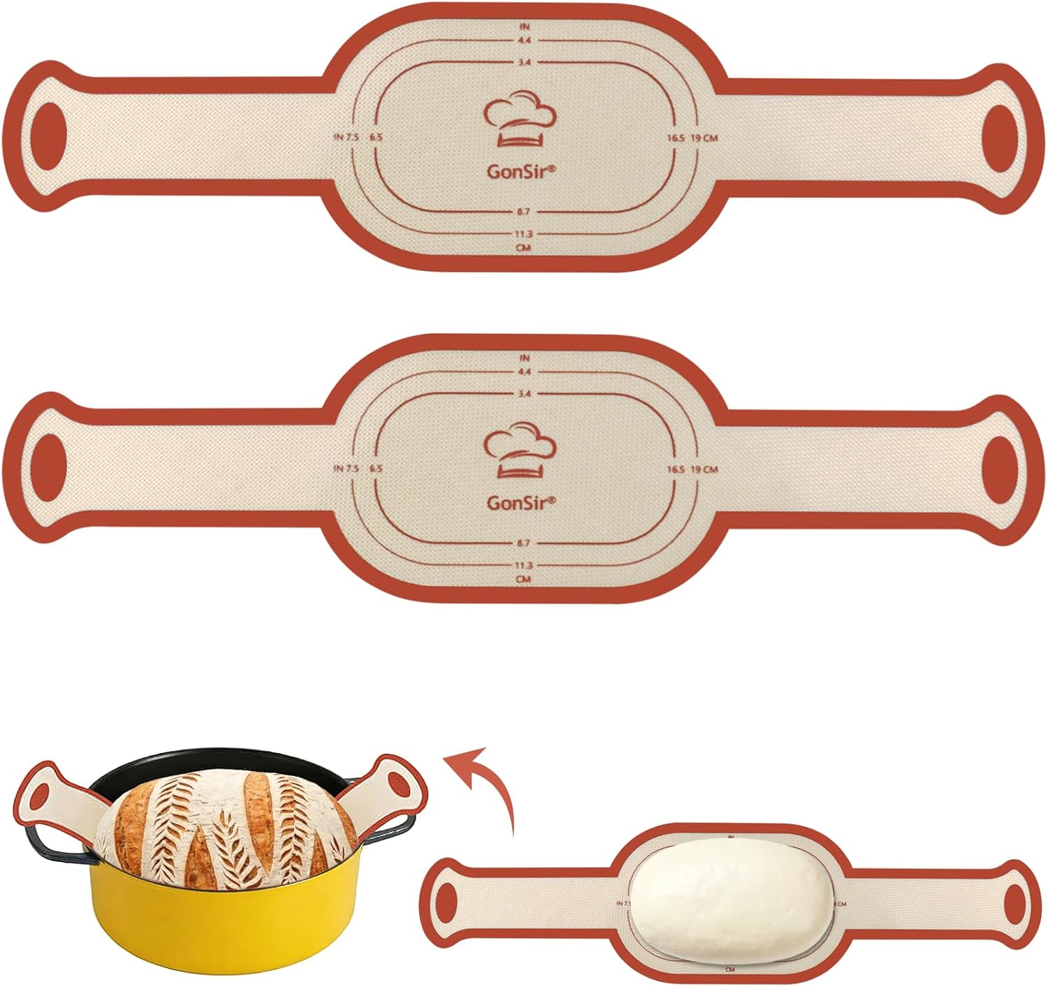 Silicone Bread Sling, 2Pcs Oval Silicone Baking Sling